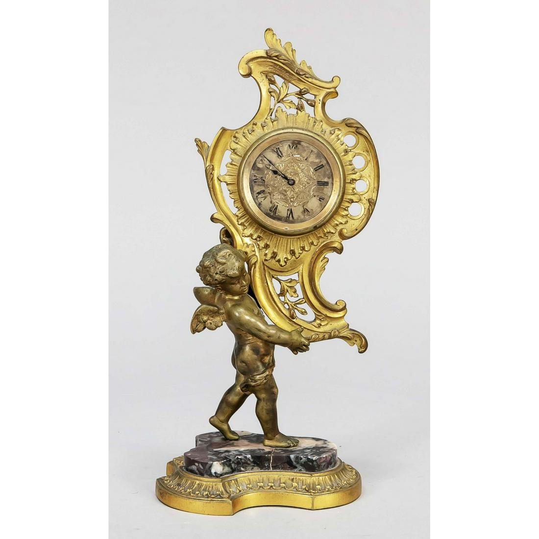 Table clock brass gilded, arou (1 of 1)