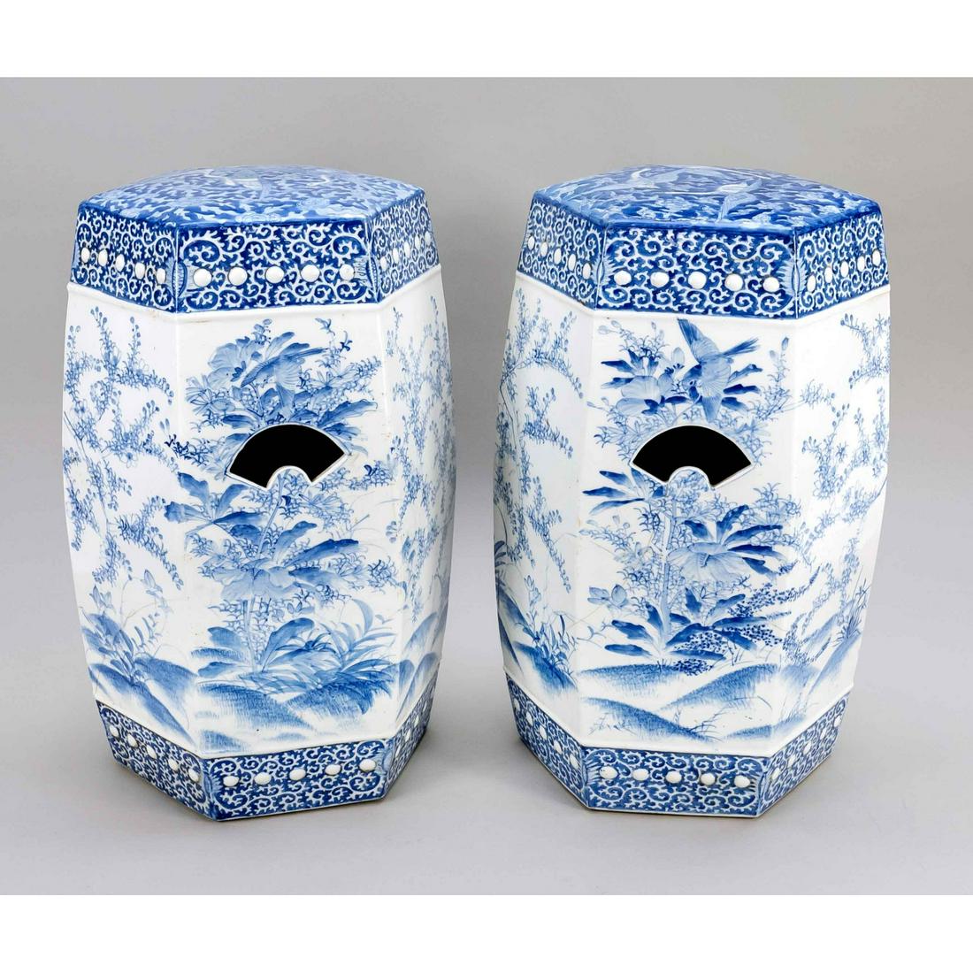 Pair of hexagonal blue and whi (1 of 1)