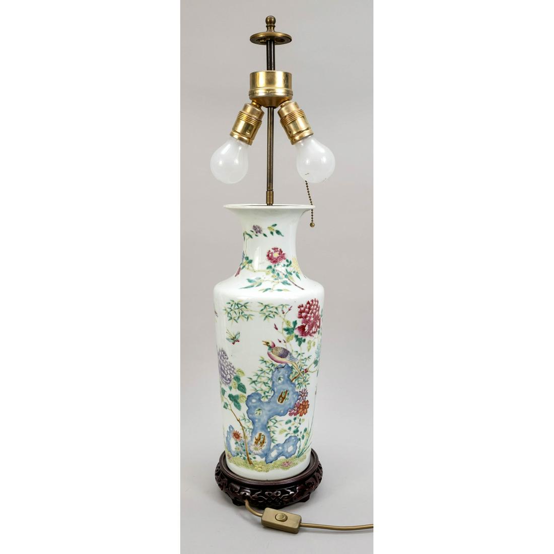 Famille Rose lamp base, China, (1 of 2)