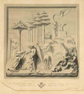 Giuseppe Calendi (1761-1831) a: Giuseppe Calendi (1761-1831) after Lorenzo Ghiberti (1378-1443), 6 (of 10) copper engravings from the rare series after the bronze reliefs at the Baptistery in Florence, bad condition, partly with tea