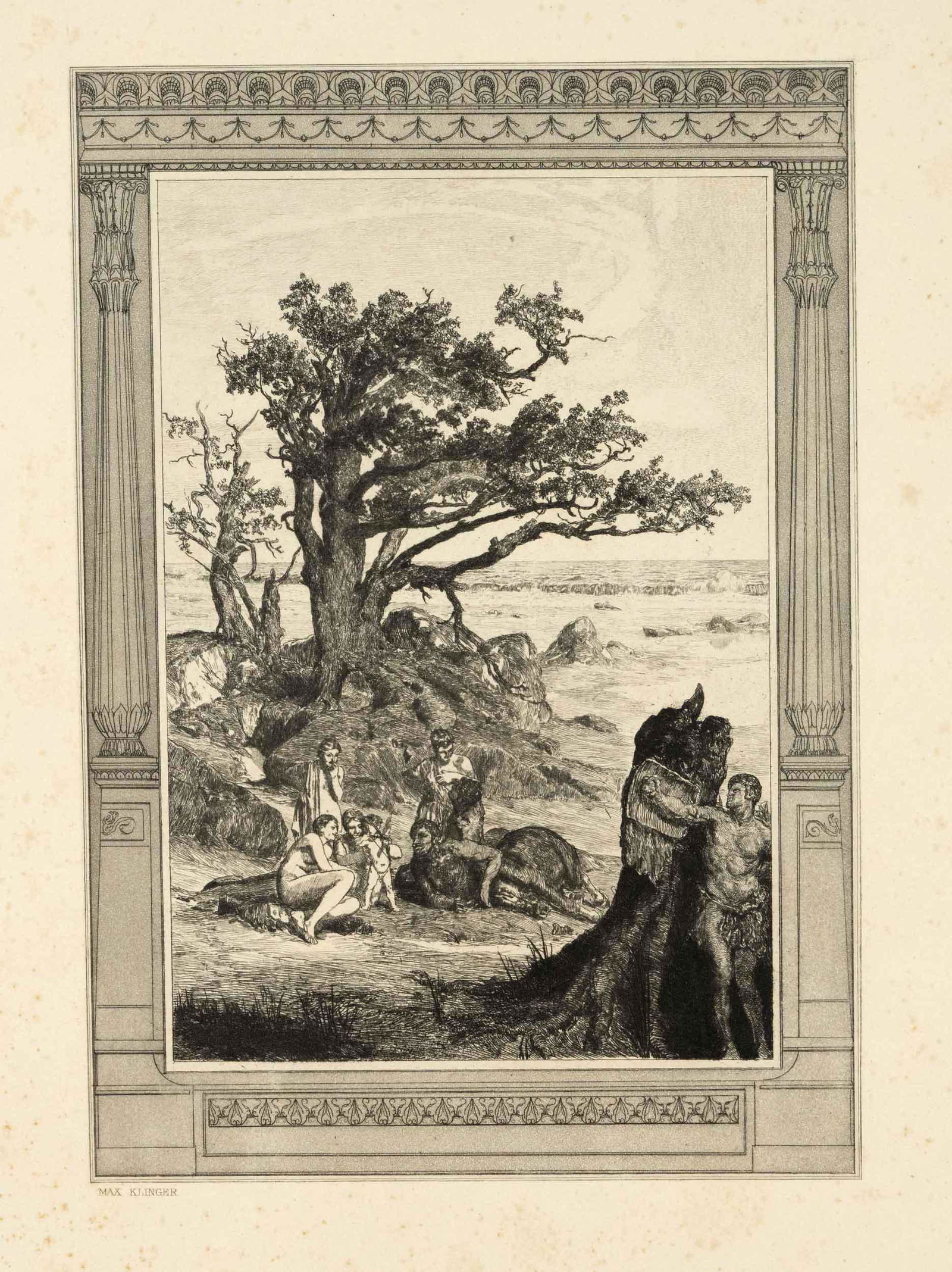 Max Klinger (1857-1920), portf: Max Klinger (1857-1920), portfolio work ''Radierungen zu Apulejus' MÃ¤rchen Amor und Psyche. Opus V a'', 1880 published by Theo. Stroefer Kunstverlag, Nuremberg, 15 aquatint etchings on China, rolle