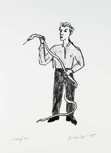 Stephan Balkenhol (*1957), ''M: Stephan Balkenhol (*1957), ''Man with Snake'', lithograph, signed and dated (19)95 lower right, number 156/300 lower left, sheet size 59 x 42 cm