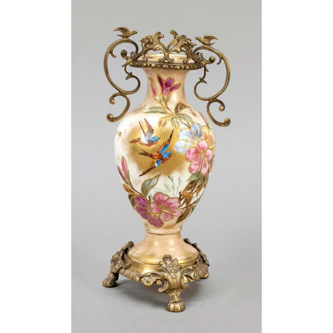 Art Nouveau vase ceramic/metal cast (1 of 2)