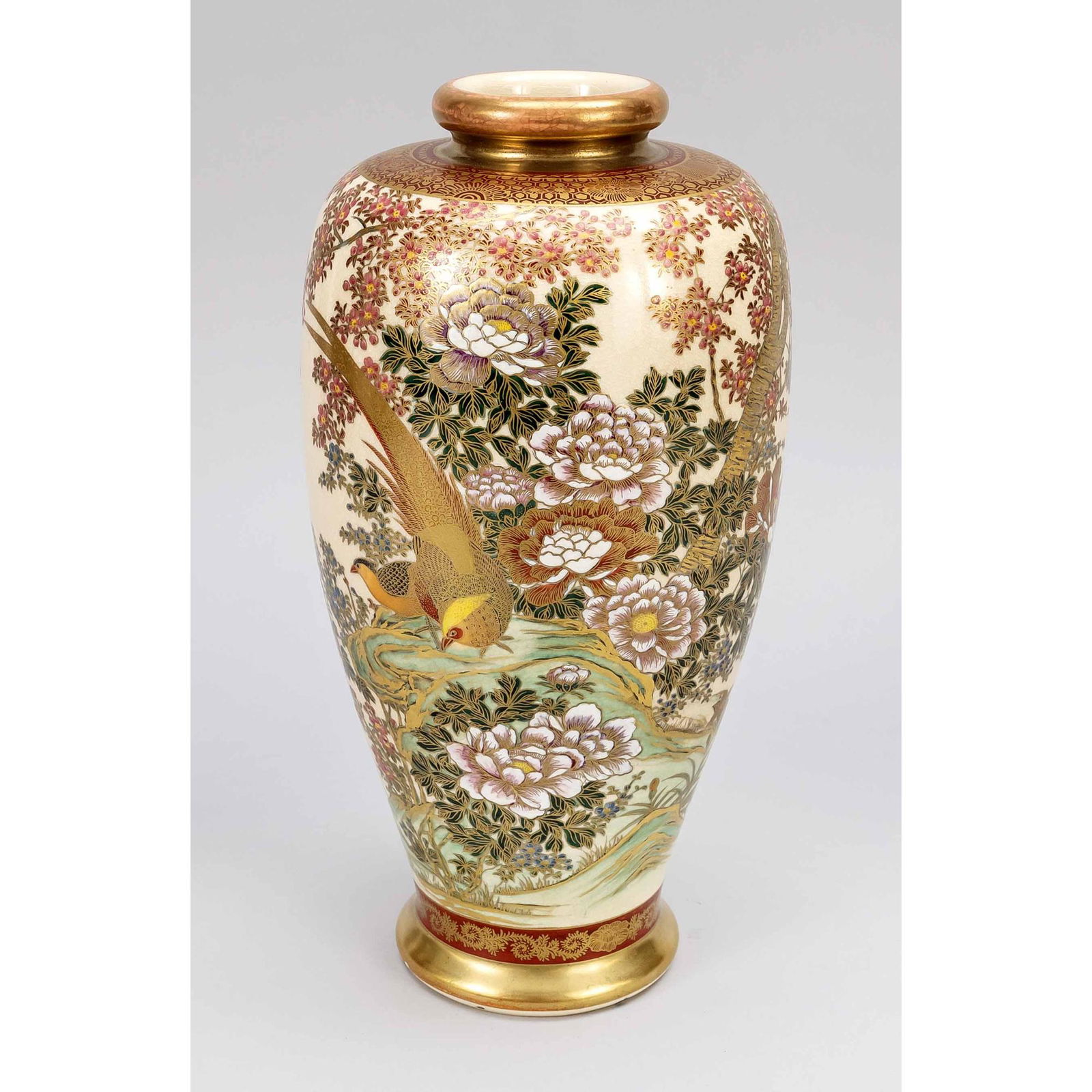 Satsuma vase, Japan, c. 1900, cream (1 of 2)