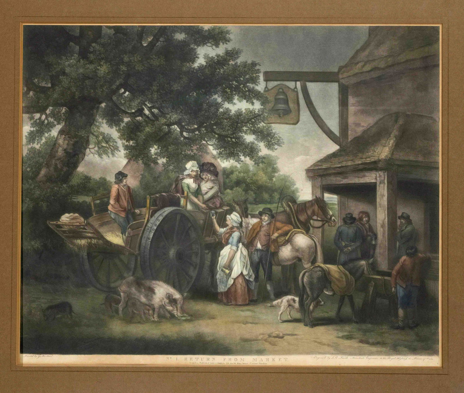 William Ward (1766-1826), series o: William Ward (1766-1826), series of four horse scenes, coloured mezzotints after George Morland, 56 x 44 cm, framed behind passepartout and glass (one missing) 68 x 78 cm