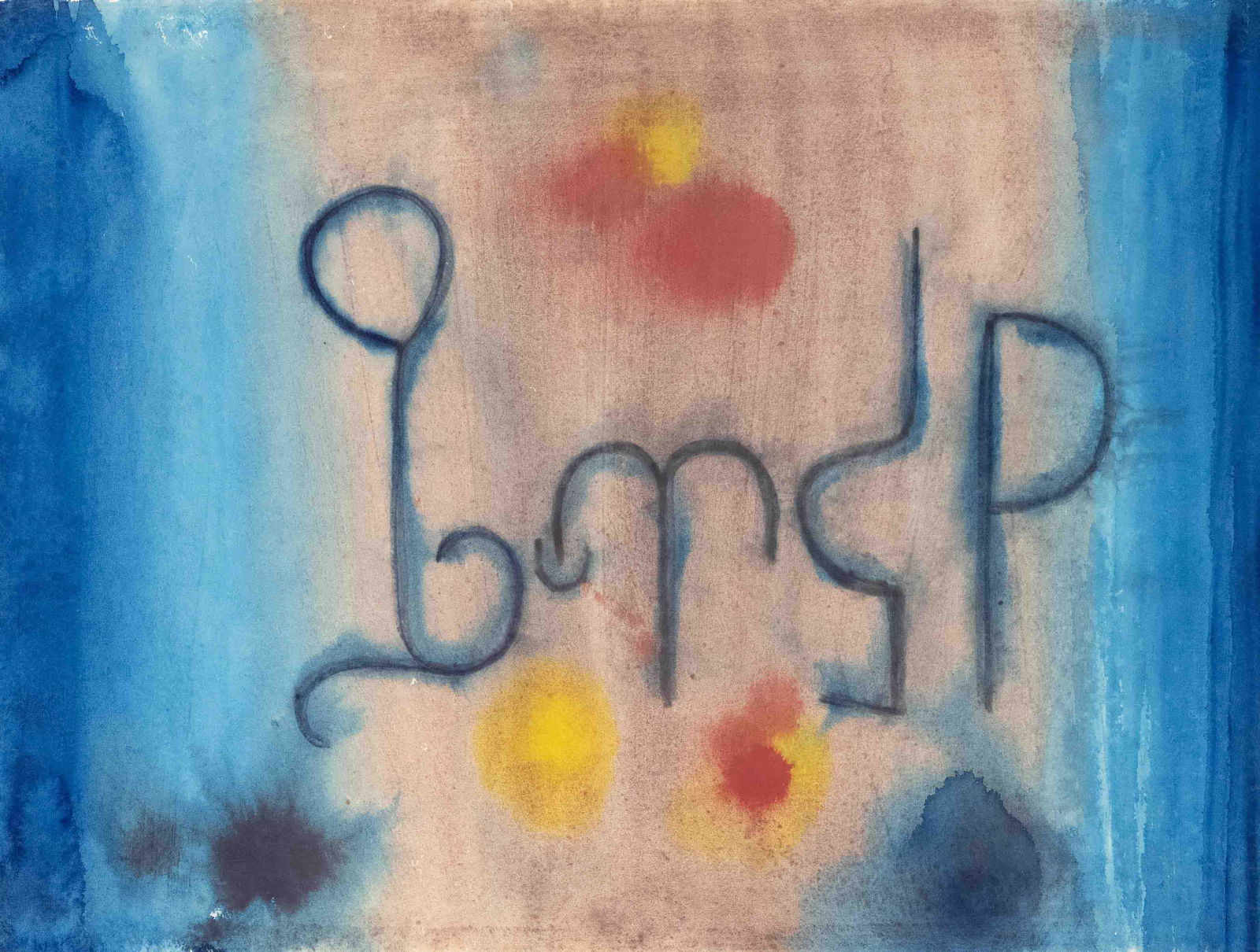 Thilo Maatsch (1900-1983), abstrac: Thilo Maatsch (1900-1983), abstract composition with fictitious bush letters, watercolour on paper, verso signed and dated in pencil (19)70, as well as numbered ''2048'', 42 x 55 cm