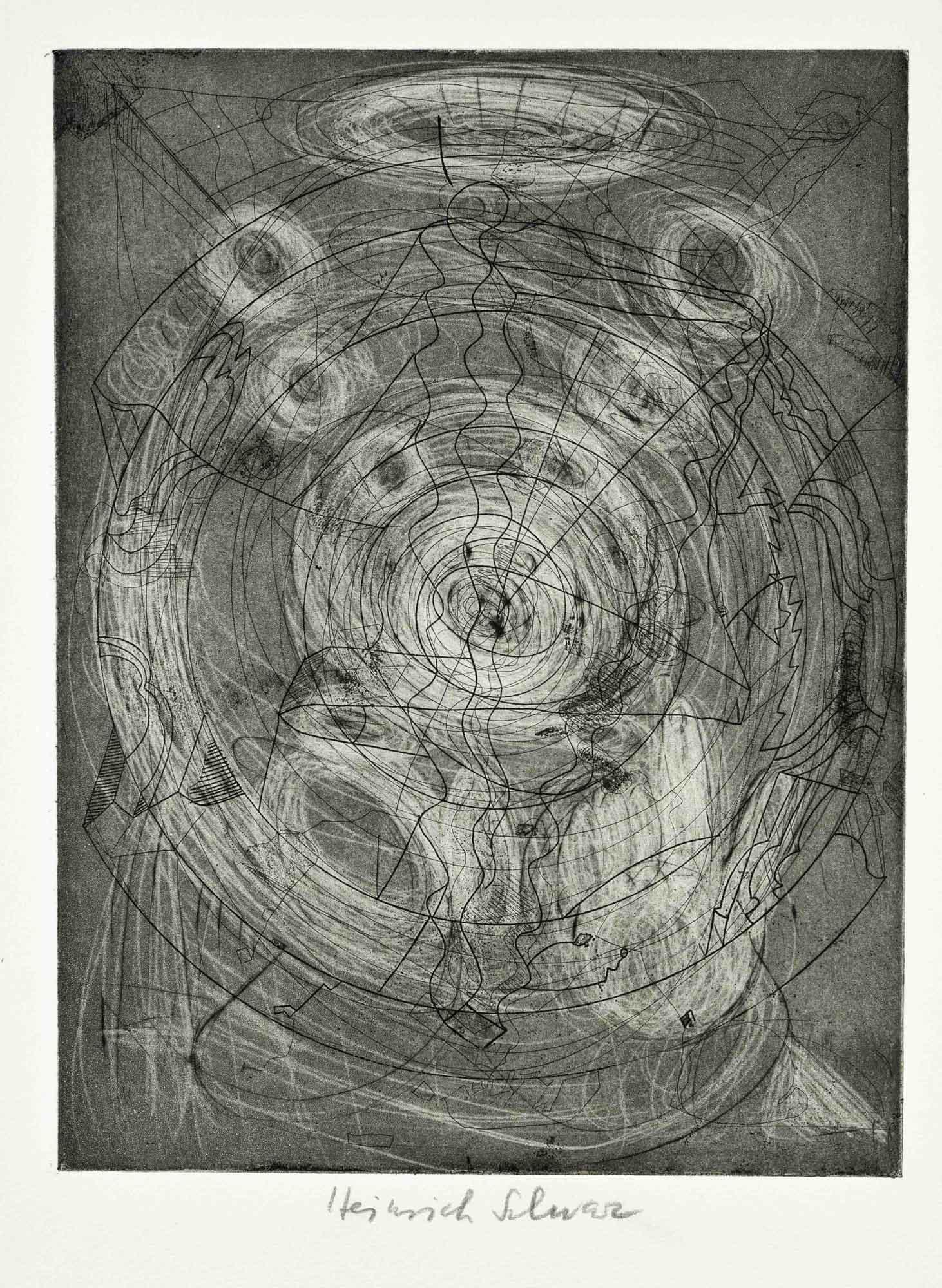 Dieter Roth (1930-1998), Compositi: Dieter Roth (1930-1998), Composition o.T., etching for the Griffelkunst 1992, signed in the lower margin with the pseudonym Heinrich Schwarz, sheet dimensions 39.5 x 28 cm