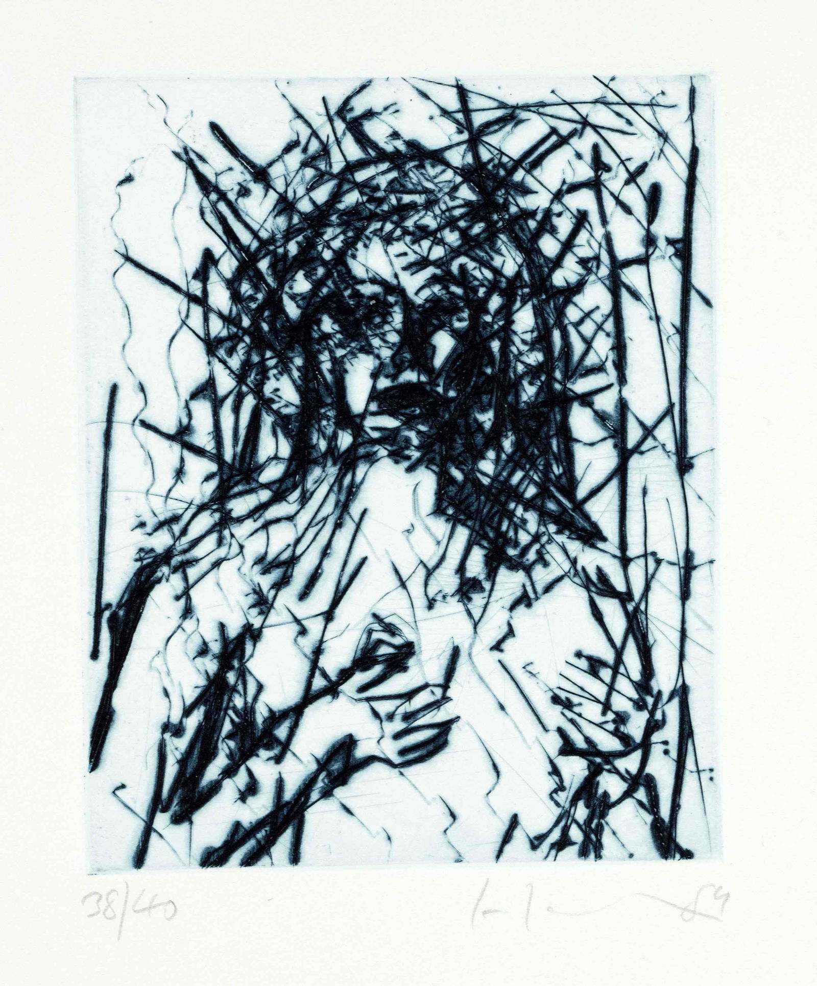 Friedemann Hahn (*1949), master st: Friedemann Hahn (*1949), master student of Karl Otto GÃ¶tz at the DÃ¼sseldorf Art Academy. Set of three abstract figurative aquatint etchings, signed and dated (19)89 lower right by hand, numbered