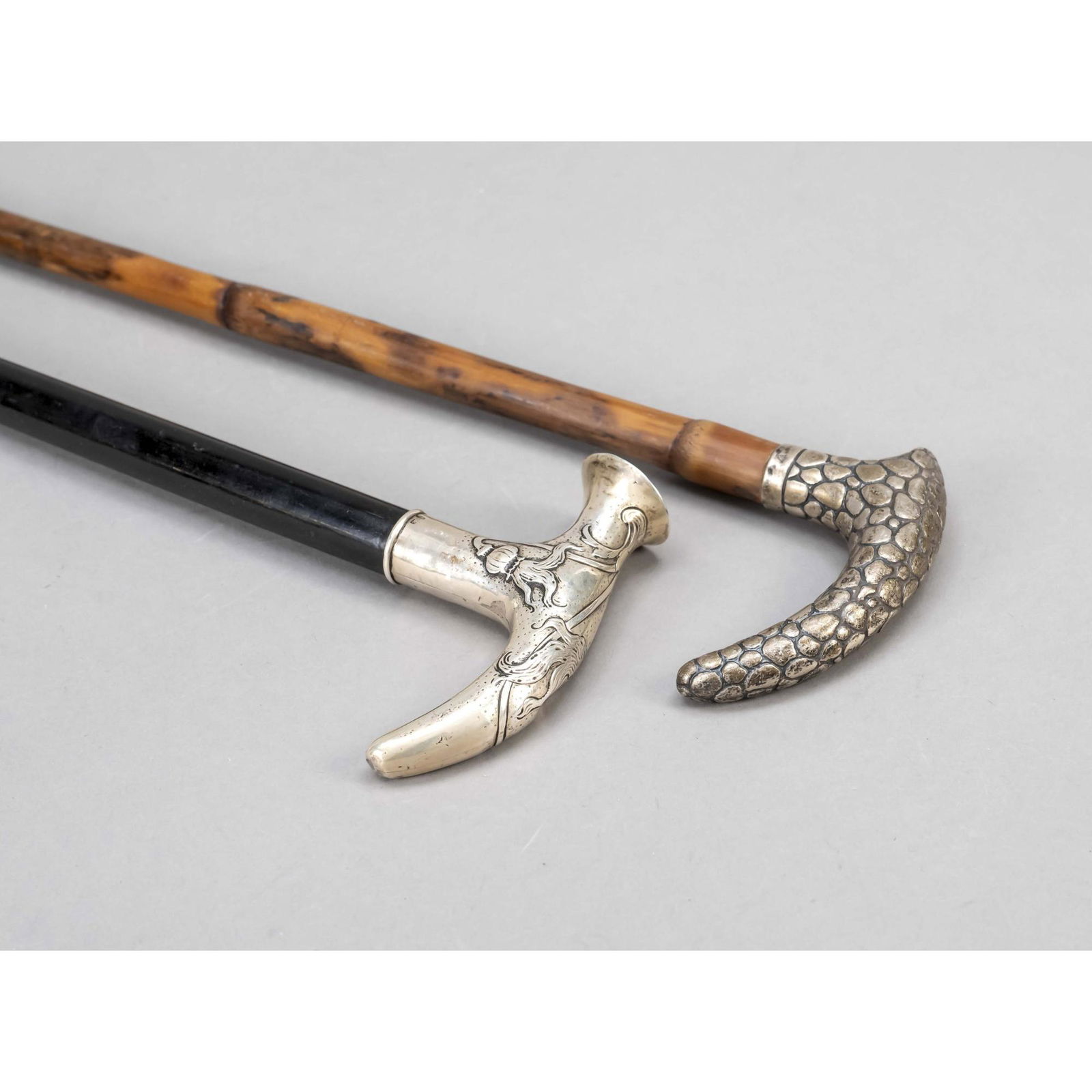Walking stick with silver handle, c. (1 of 1)