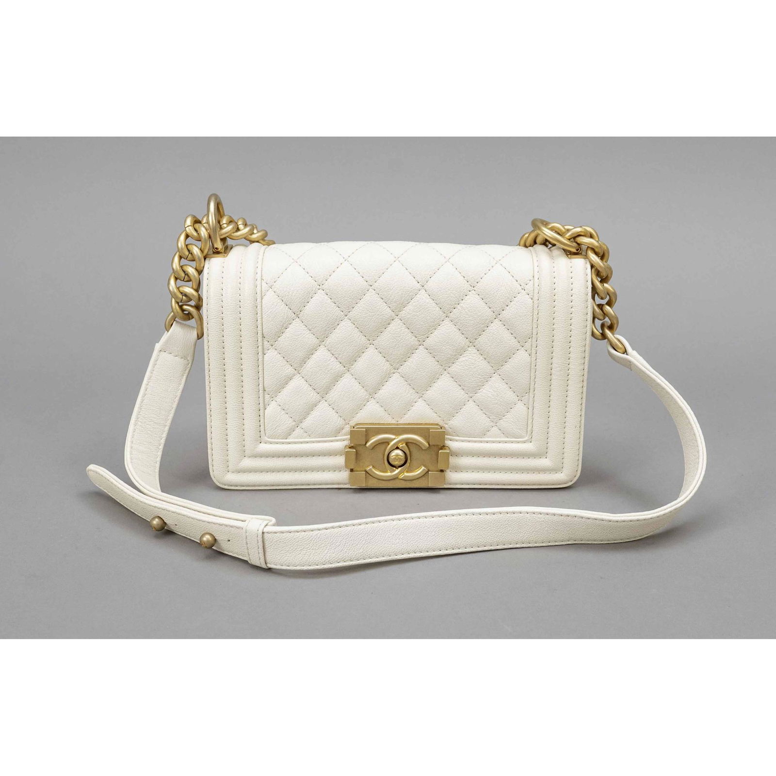 Chanel, Small Boy Bag, cream-coloure (1 of 1)