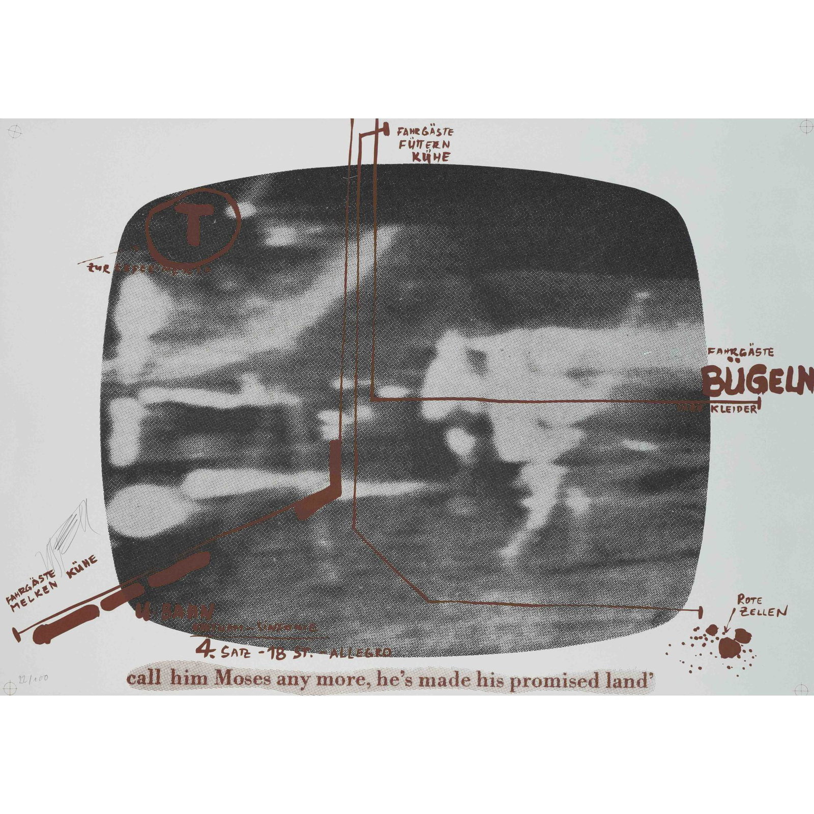 Wolf Vostell (1932-1998), 4-p: Wolf Vostell (1932-1998), 4-part series ''Vietnam Symphony'', colour serigraphs on light cardboard, each signed by hand on the left margin, lower left numbered different copies of 100, sheet dimension