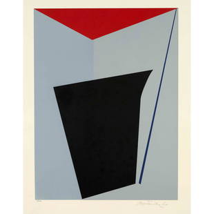Richard Mortensen (1910-1993): Richard Mortensen (1910-1993), important Danish artist, abstract composition, colour serigraph on wove paper (papier vÃ©lin), signed by hand lower right, numbered 48/100 lower left, traces of mounti
