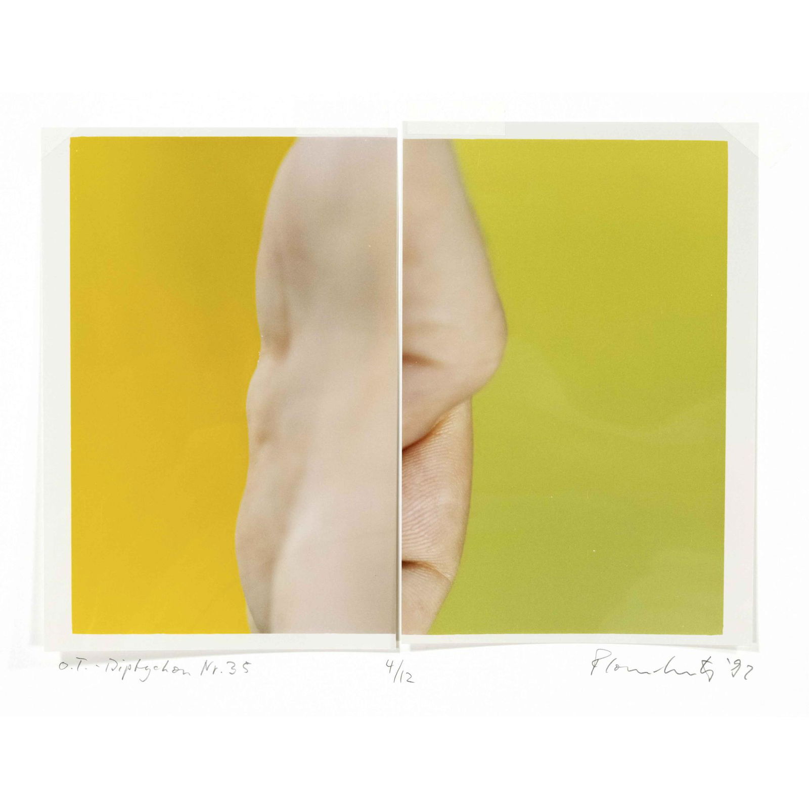 Thomas Florschuetz (*1957), ': Thomas Florschuetz (*1957), ''Sechs Diptychen'', 1992, portfolio with six 2-part colour photographs, each mounted behind passepartout, signed, dated, numbered and titled on the underlay cardboard, cop