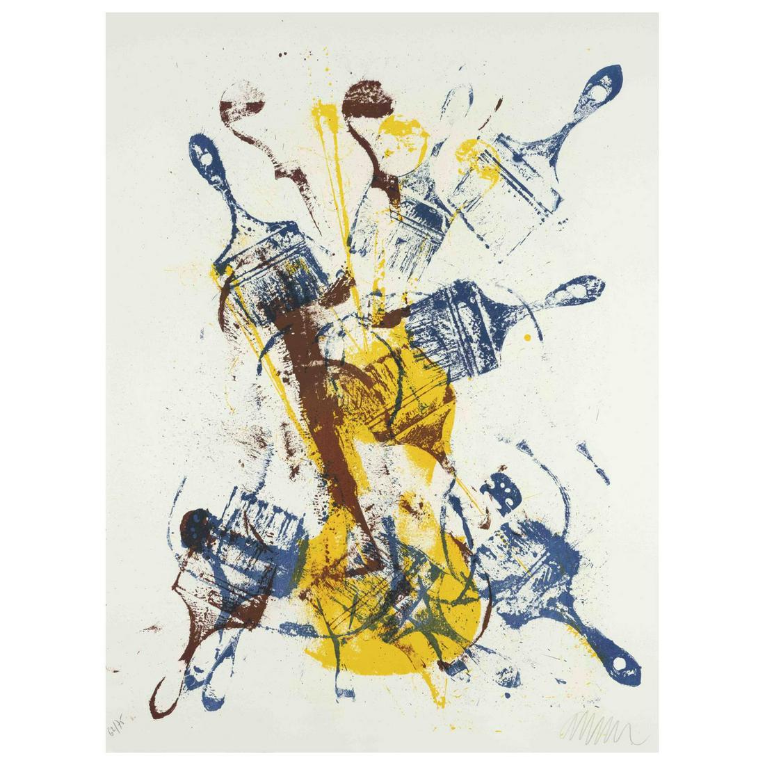 Arman, d.i. Fernandez Arman (1928-2: Arman, d.i. Fernandez Arman (1928-2005), Composition with brushes, color serigraph, signed by hand lower right, numbered lower left. Ex. 62/75, sheet dimensions 76 x 56.5 cm
