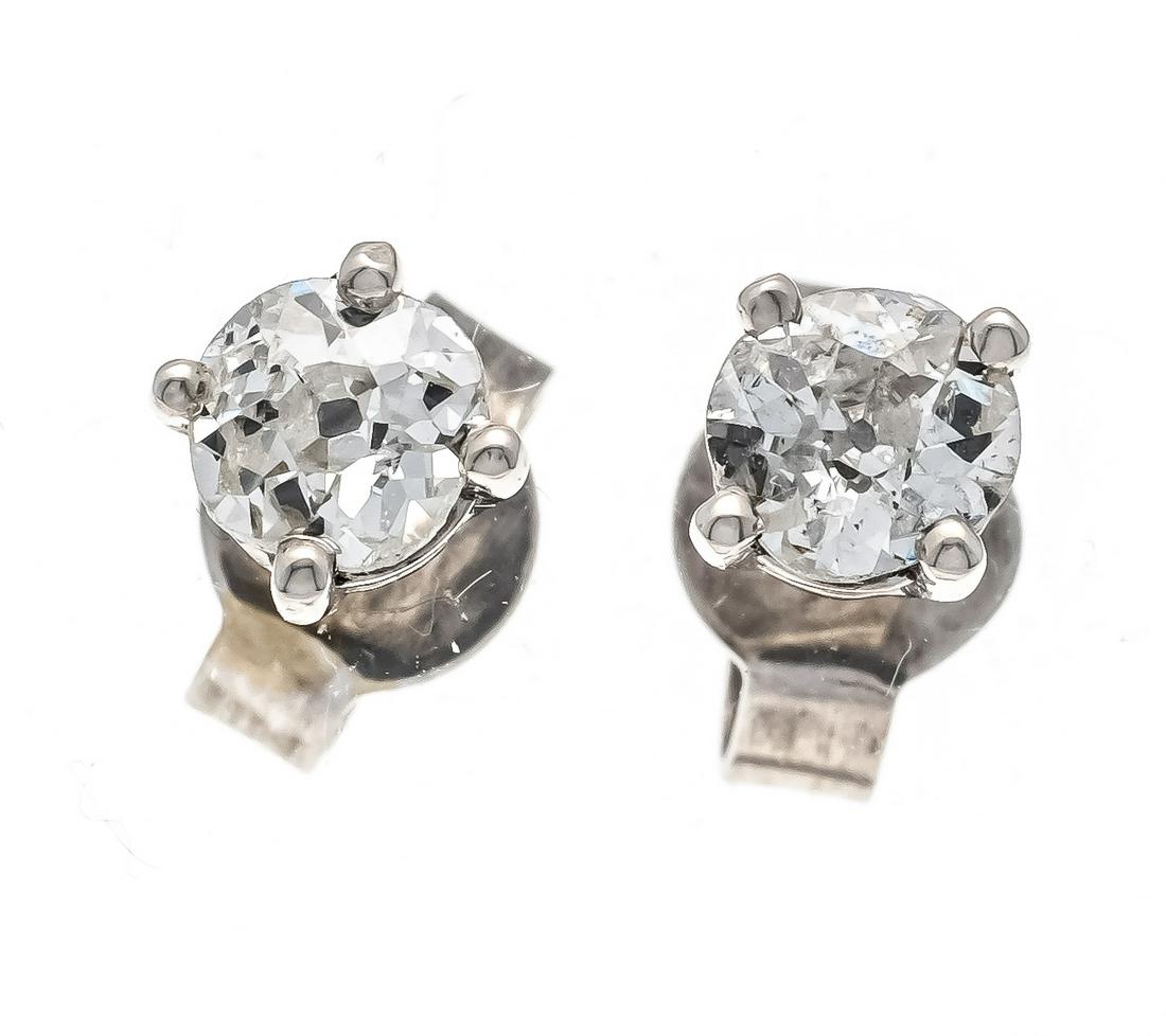 Old-cut diamond stud earrings WG 585/000 with 2 old-cut diamonds, add. 0,52 ct l.tinted W/SI-PI, 1,5 (1 of 1)