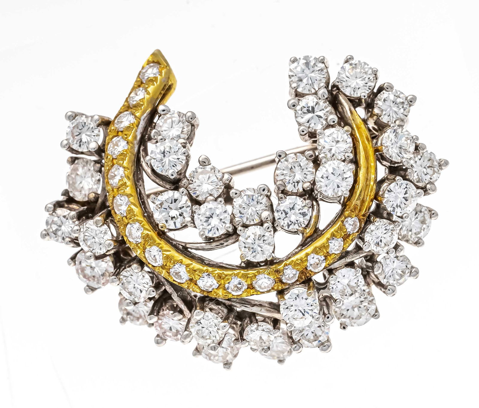 Brilliant brooch GG/WG 750/000 with 53 brilliant-cut diamonds, add. 2,83 ct fineWhite-White (G- (1 of 2)