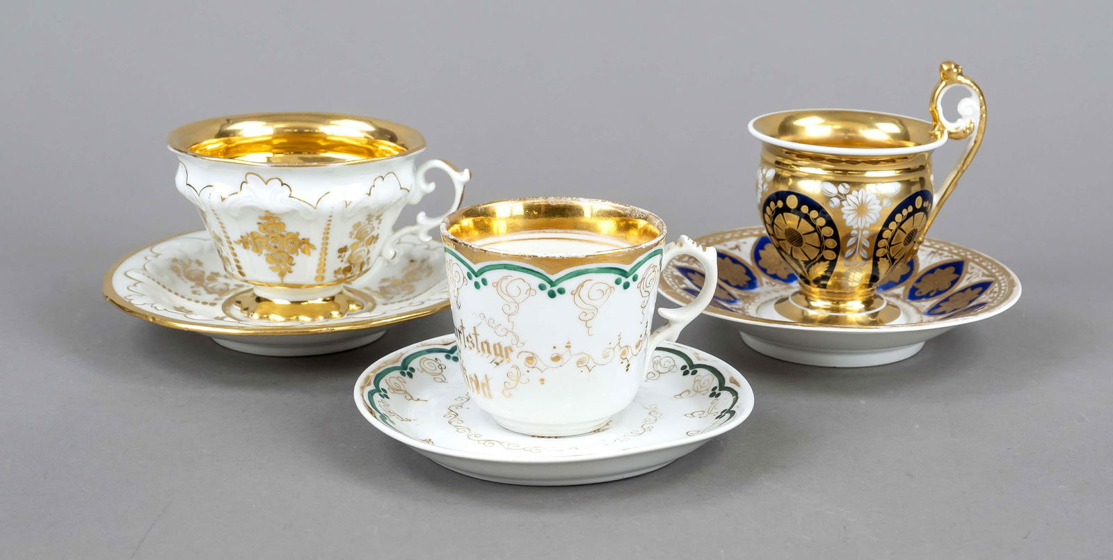 Three cups with saucer, 19th cen (1 of 1)