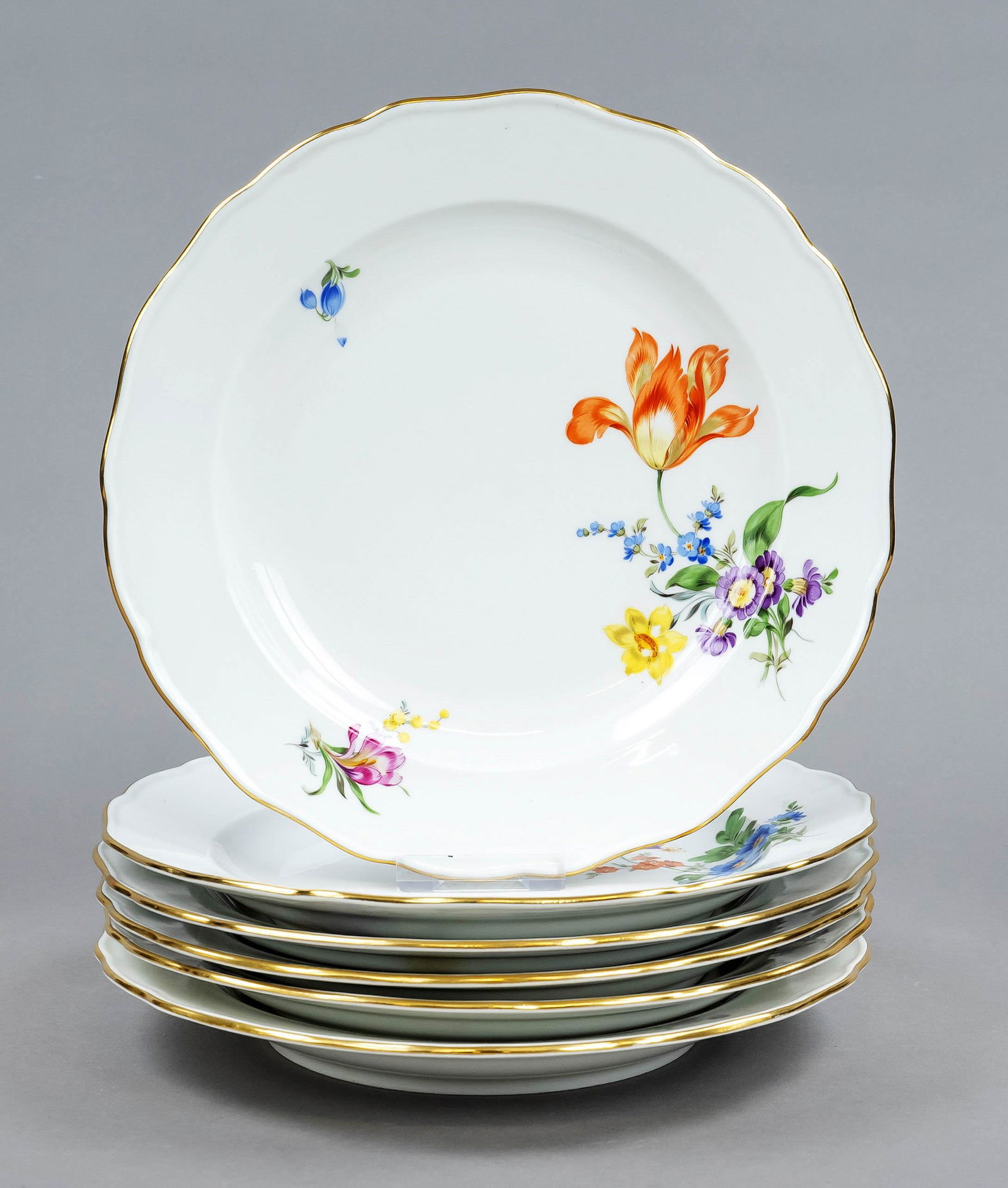 Six dinner plates, Meissen, stam (1 of 1)