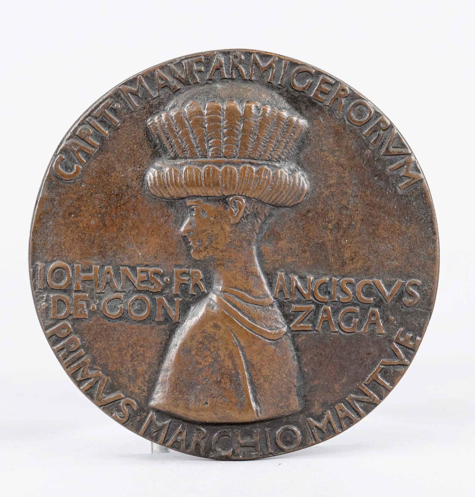 20th century sculptor, cast medal after Antonio Pisano (1395-1455) with bust of Gianfrancesco (1 of 2)