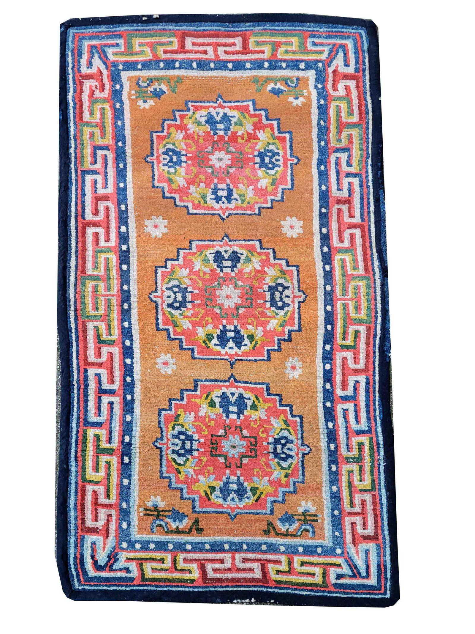 Carpet, Tibet. Even, slightly lowered pile, quiet good condition, edges slightly worn, 141 x 72 cm (1 of 1)