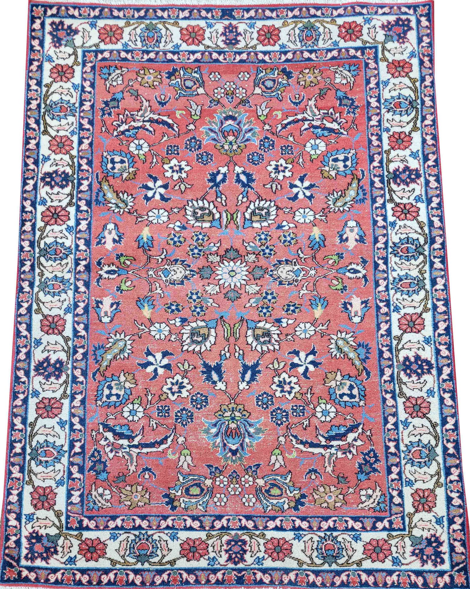 Carpet, low pile, worn areas, worn fringes and edges, 146 x 103 cm (1 of 1)