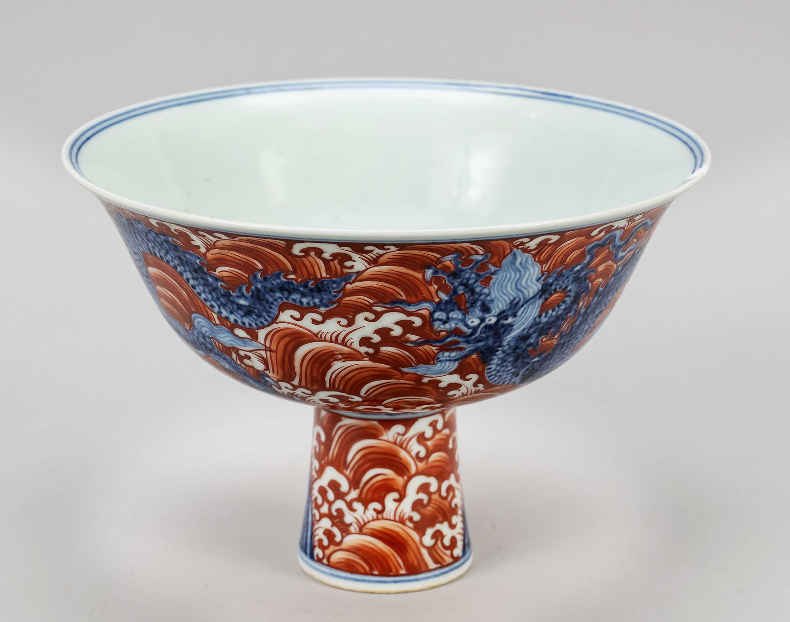 Large doucai cup on high base (so called stem cup), China, probably Qing dynasty(1644-1912) 19th (1 of 3)