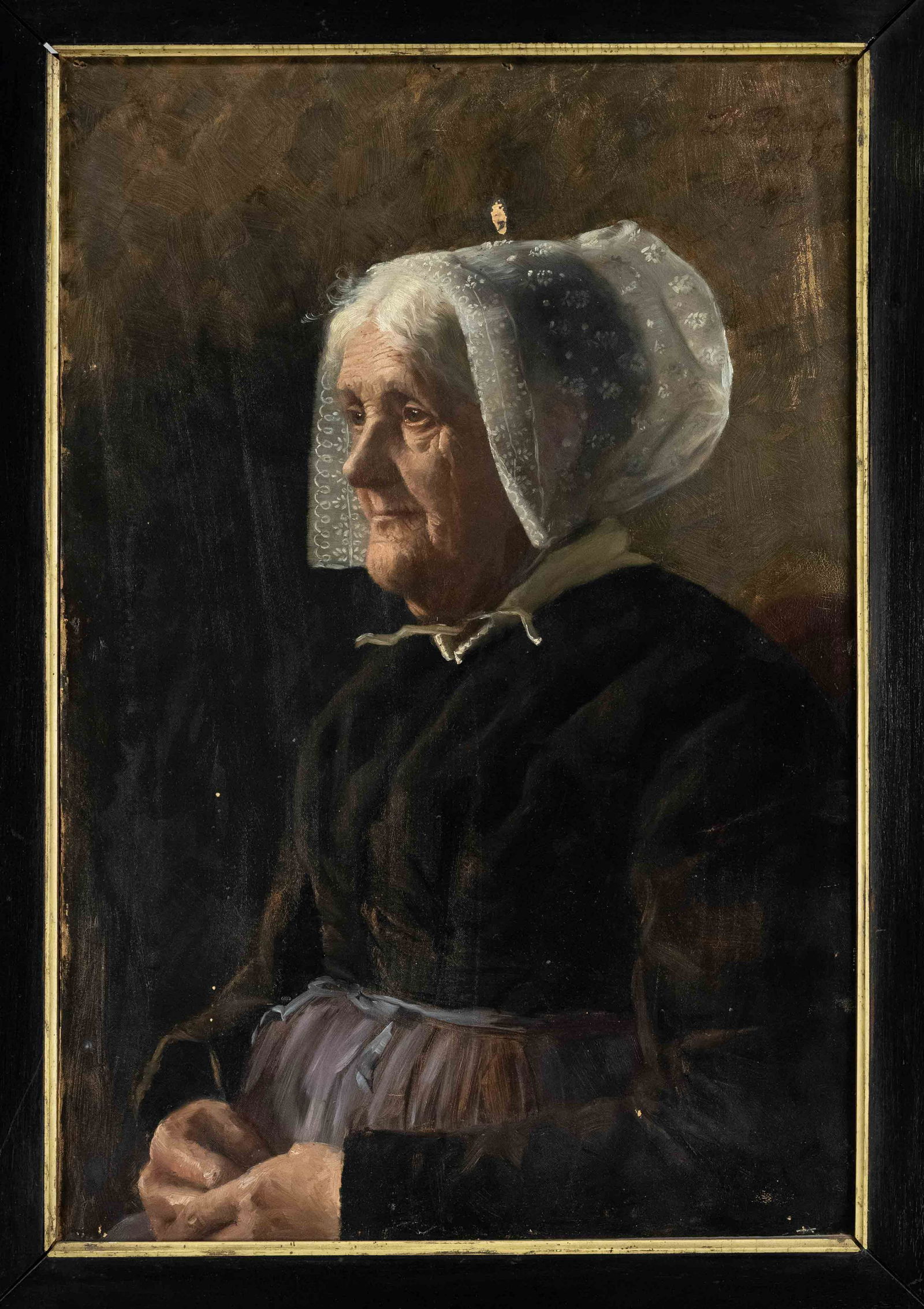 Berta Plump (1853-?), portrait painter working in Bremen, portrait of a seated peasant woman, oil on (1 of 1)