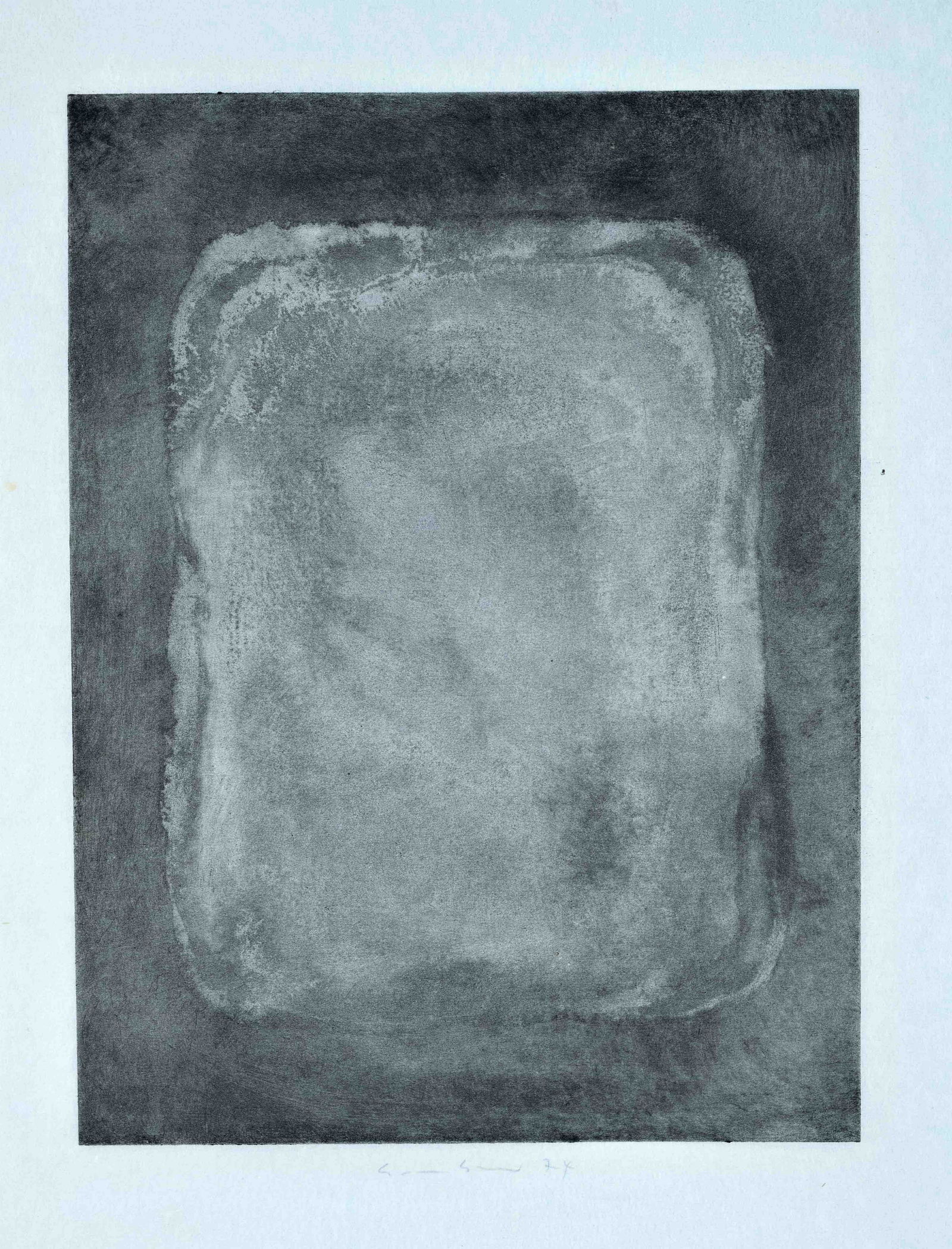 Gotthard Graubner (1930-2013), cush: Gotthard Graubner (1930-2013), cushion picture, aquatint etching in gray on very thin Japanese paper, at the lower margin signed and dated in pencil ''Graubner (19)74, minimal crease at the margin, 30