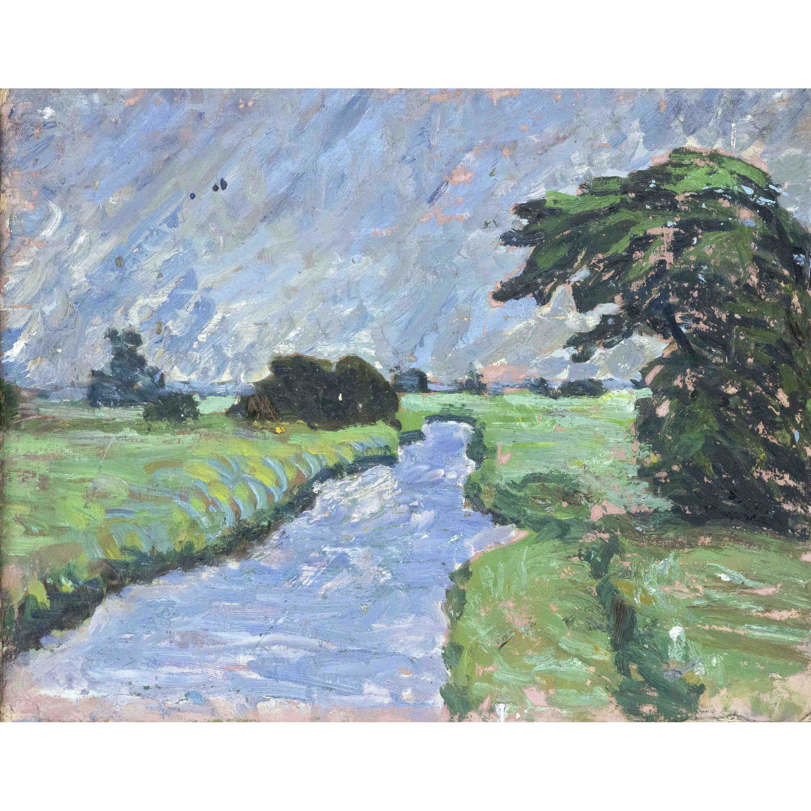 Helmuth Westhoff (1891-1977), German: Helmuth Westhoff (1891-1977), German landscape and portrait painter, pupil of Otto Modersohn, studied under Lovis Corinth and Hermann Groeber as well as in Paris under Lucien Simon, Summer river lands