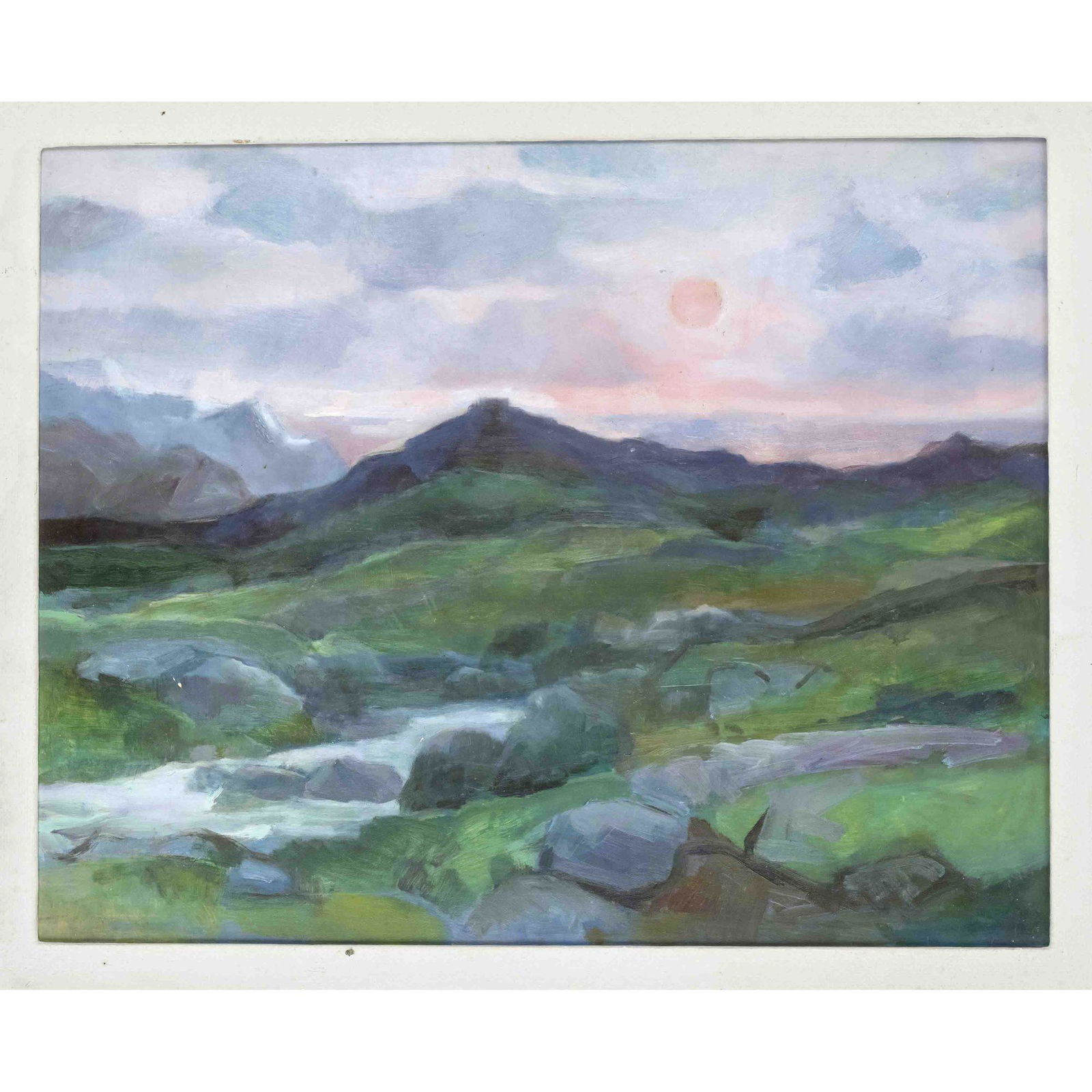 Heiner Palinkas (1913-2004), German: Heiner Palinkas (1913-2004), German painter in Berlin and Bremerhaven, studied among others with Schiestl-Arding in Worpswede and went to sea for 30 years as a radio operator. Landschadt im Abendlicht