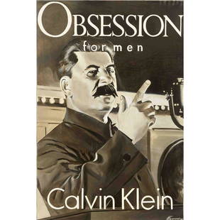 Igor Baskakov (*1965), Stalin Obsess: Igor Baskakov (*1965), Stalin Obsession, combination of capitalist advertising and communist propaganda, oil on canvas, signed lower right, 90 x 60 cm