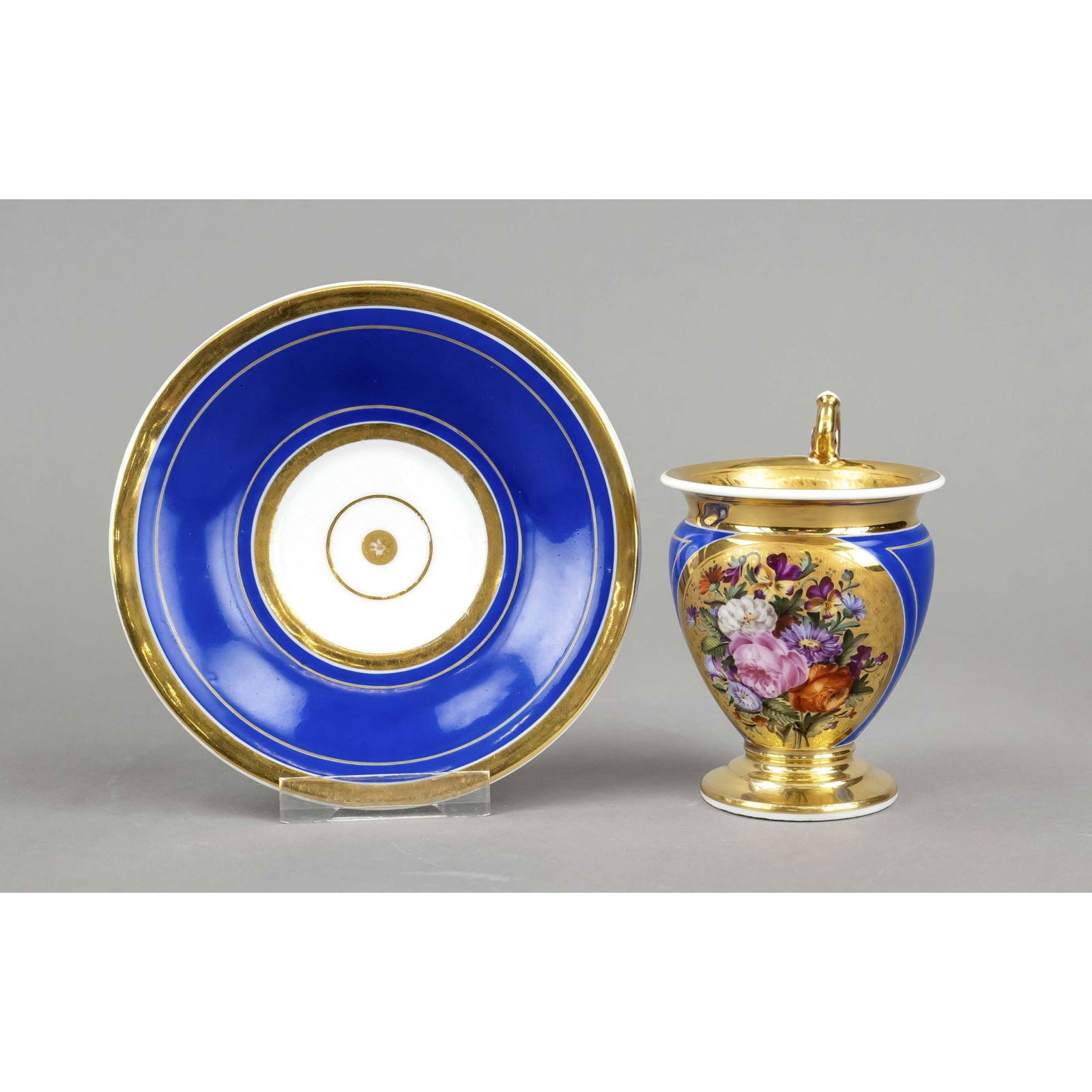 Biedermeier cup with saucer, w. F (1 of 3)