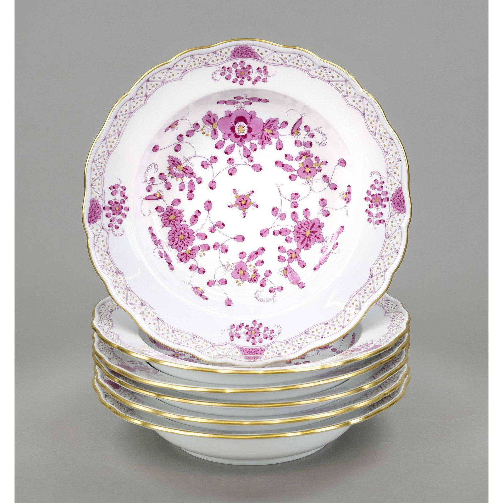 Six soup plates, Meissen, marks 1 (1 of 1)