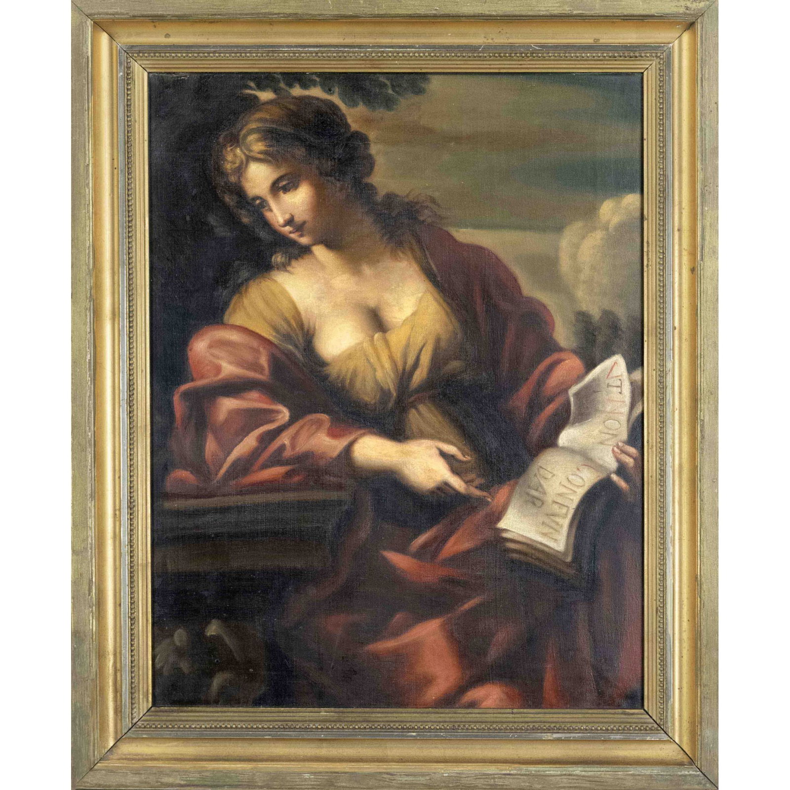 Anonymous copyist c. 1900 aft: Anonymous copyist c. 1900 after Giovanni Francesco Romanelli (1610-1662), ''Sibyl'', oil on canvas, unsigned, verso signed & dated 1891, 48 x 37 cm, framed 58 x 47 cm
