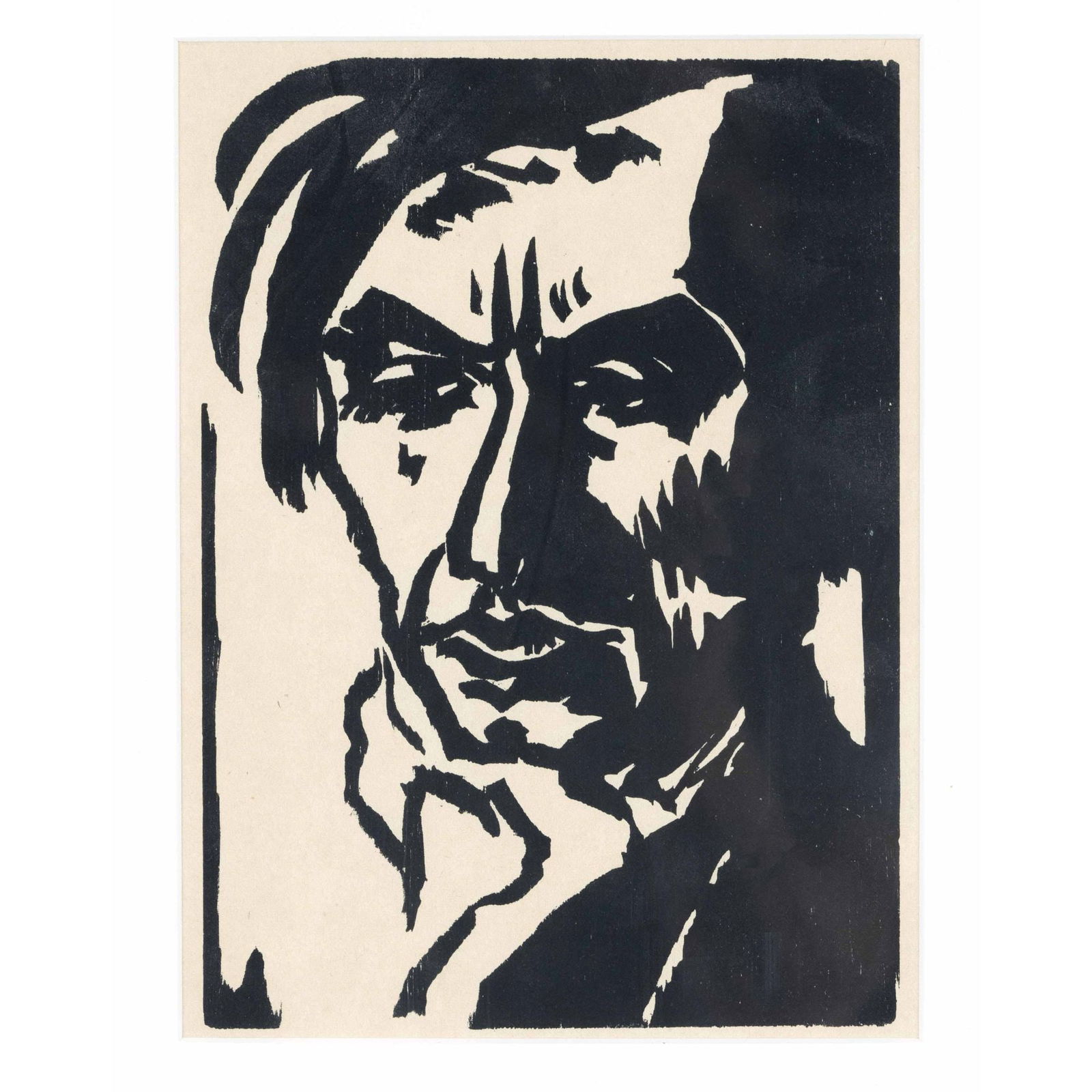 Emil Nolde (1867-1956), the s: Emil Nolde (1867-1956), the singer, original woodcut from 'Kunstkalender Schleswig Holstein 1915', woodcut typographically inscribed on the lower margin, printed by Otto Felsing Berlin, nice overall c