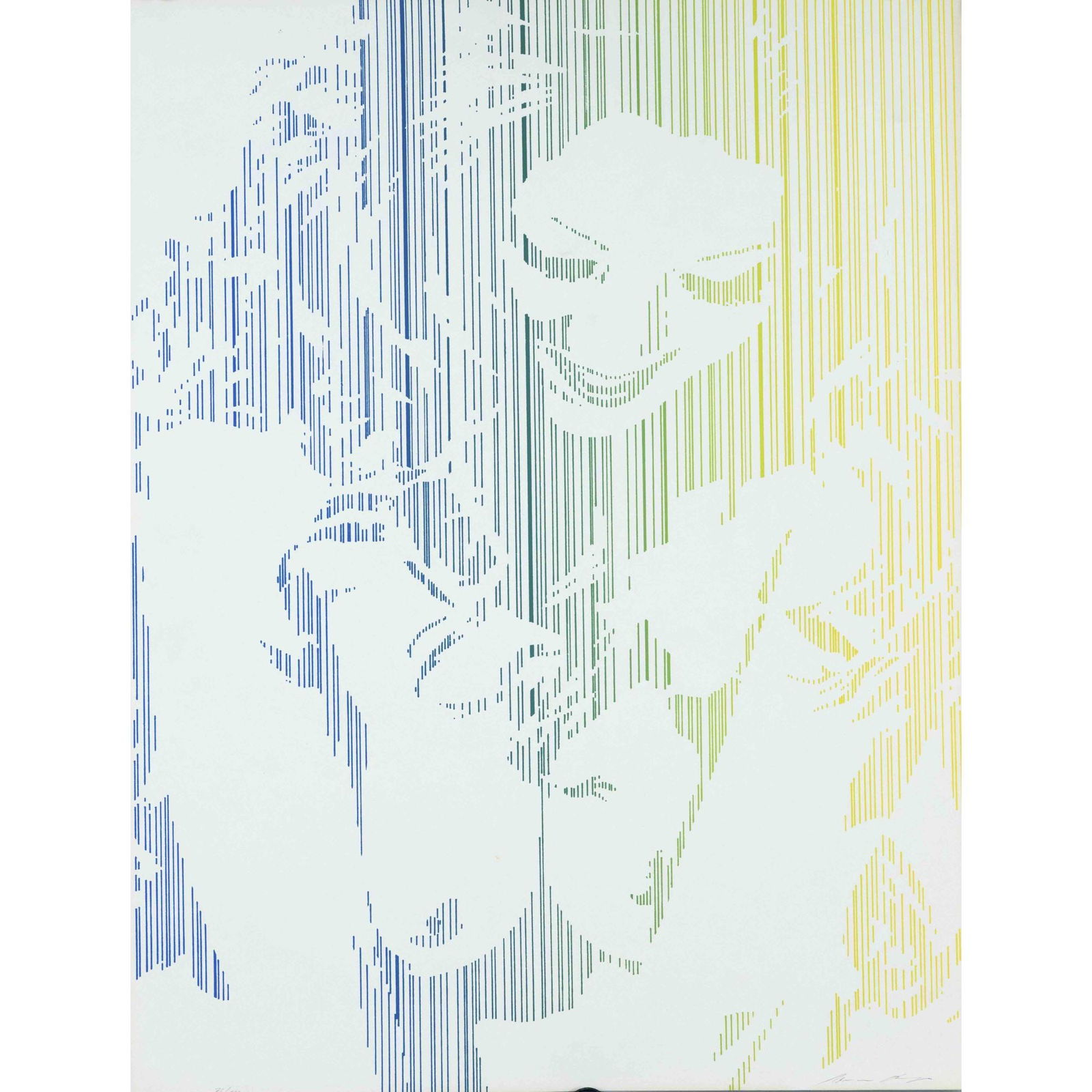 Werner Berges (1941-2017), fe: Werner Berges (1941-2017), female nude (Kassel), color serigraph, signed by hand lower right, number 76/100 lower left, faint light margin, upper margin somewhat unfresh, 65 x 50 cm