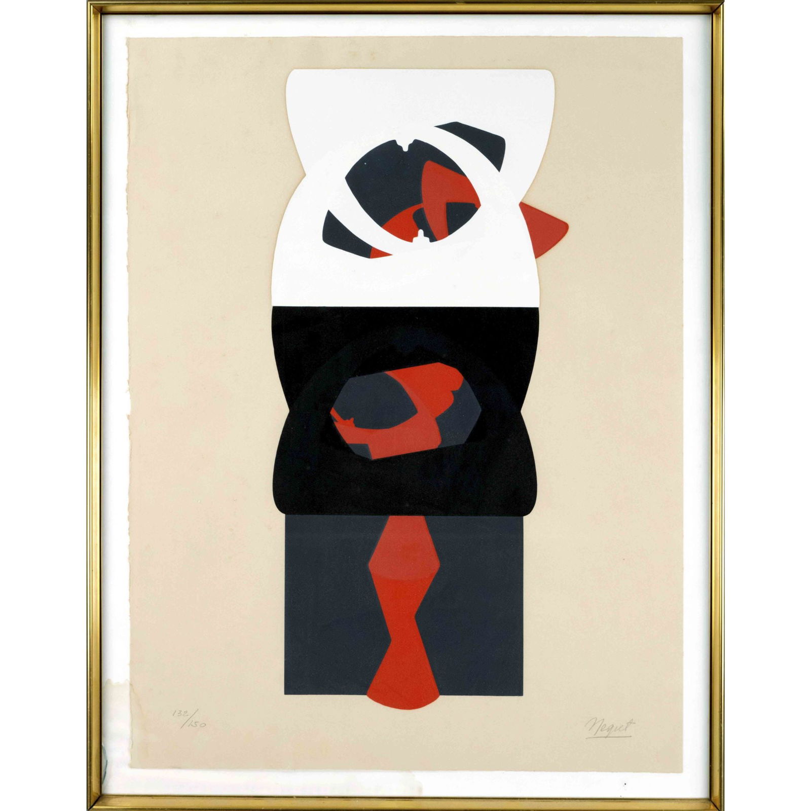 Edgar Negret (1920-2012), Col: Edgar Negret (1920-2012), Colombian sculptor, painter and graphic artist of the new Constructivism. Composition o.T., serigraph, signed by hand lower right, numbered 132/150 lower left, somewhat brown