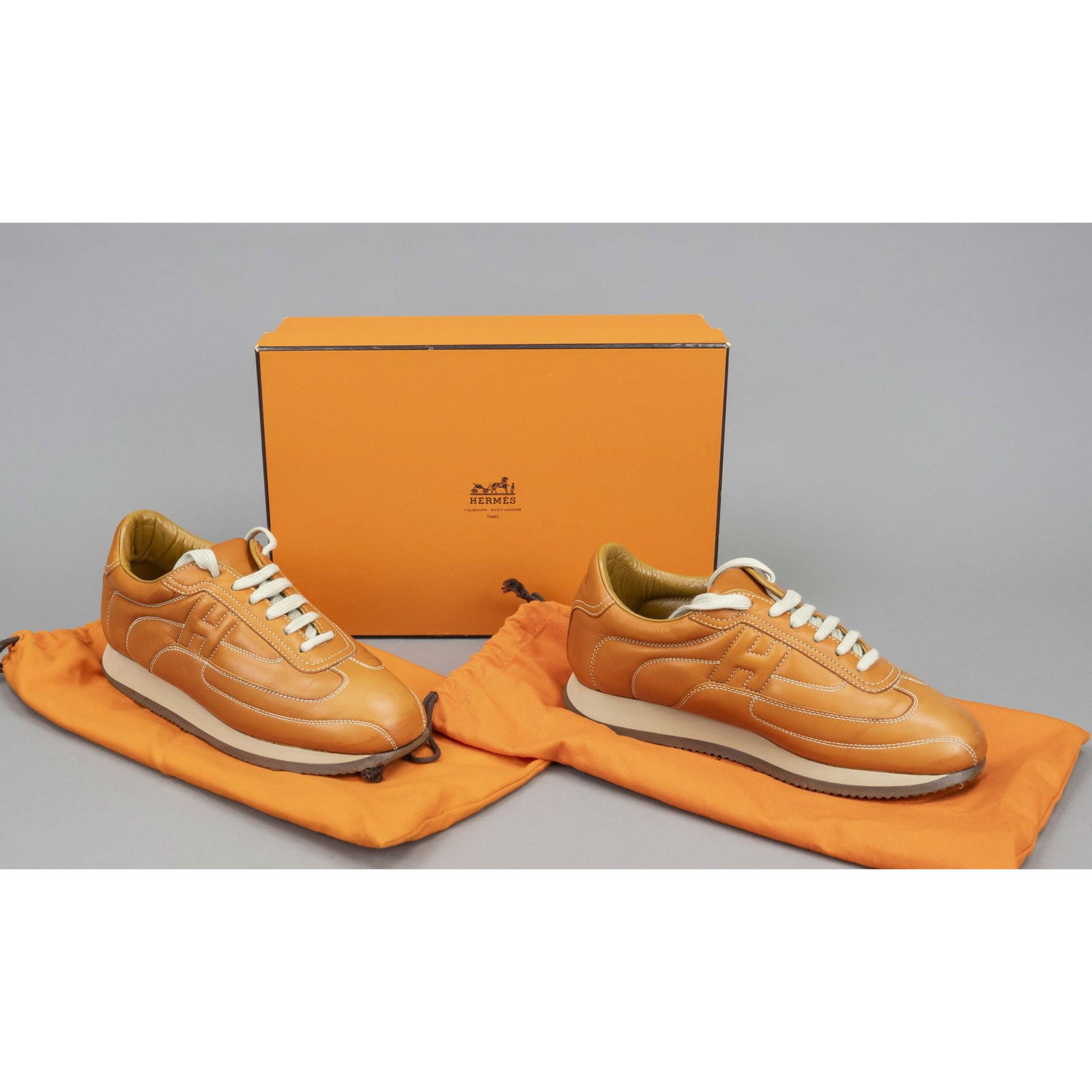 Hermes, Sneaker, Orange Leather Wi Auction