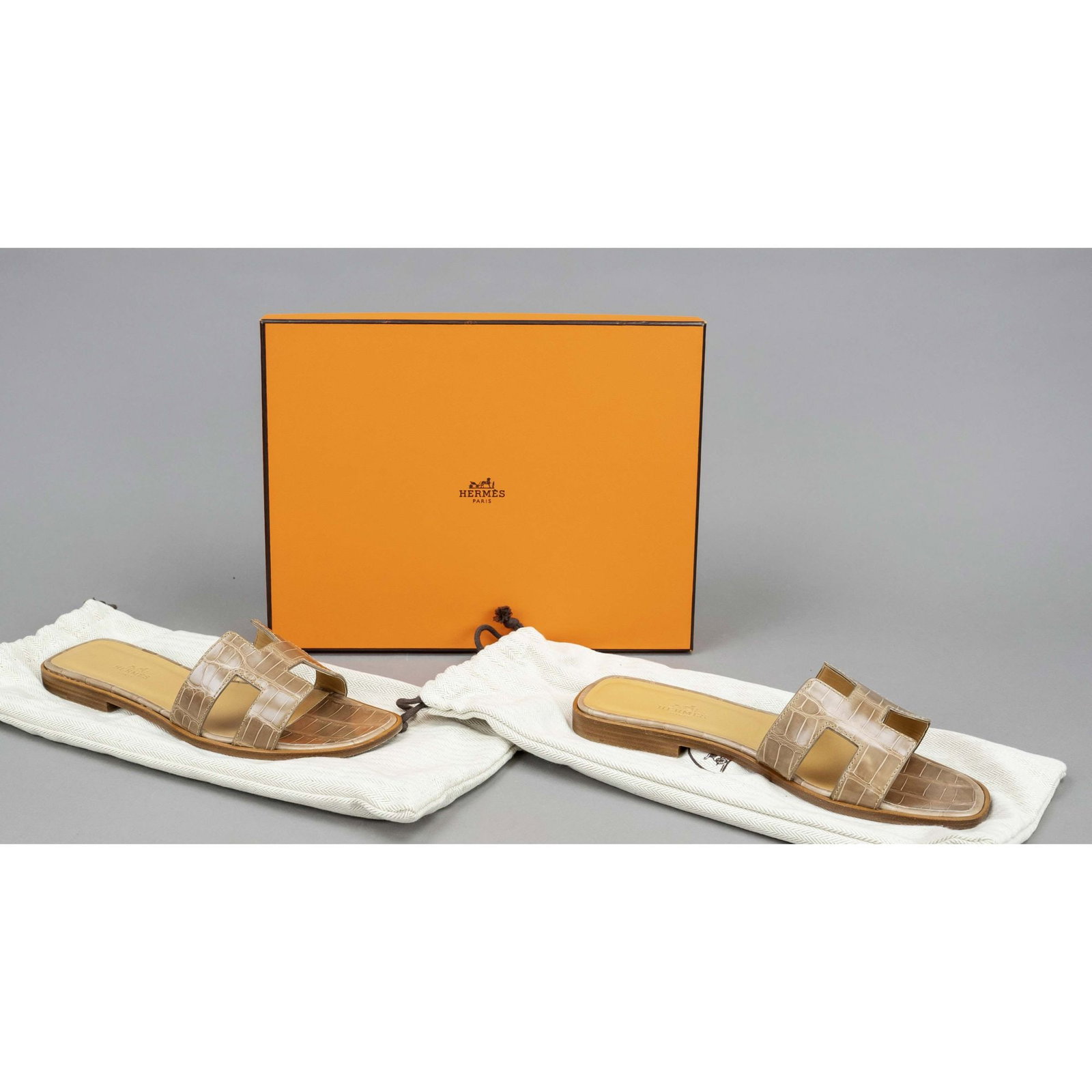 Hermes, mules, caramel-colored cro (1 of 1)