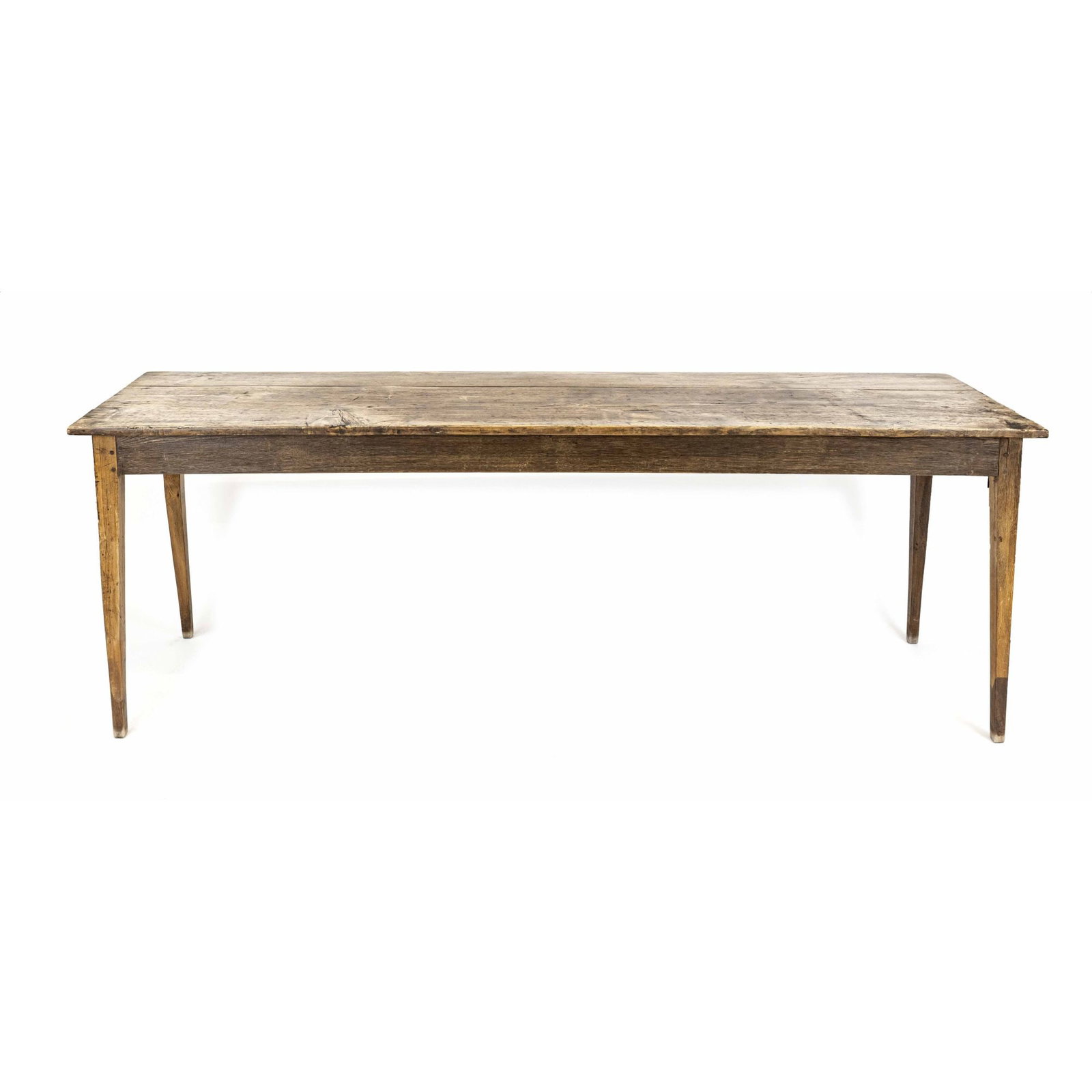 Very long, narrow Biedermeier tabl: Very long, narrow Biedermeier table from around 1820, oak and birch, 78 x 220 x 59 cm