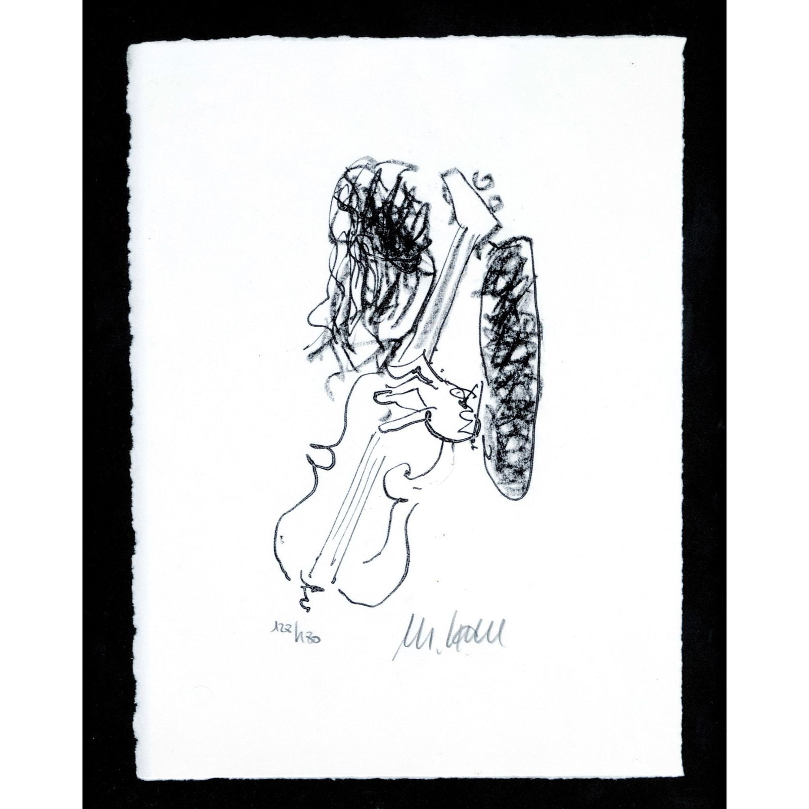 Armin Mueller-Stahl (*1930), Vi: Armin Mueller-Stahl (*1930), Violinist, lithograph, signed lower right, numbered 122/180 and dry-stamped lower left, 25 x 19 cm, framed behind glass 32 x 26 cm