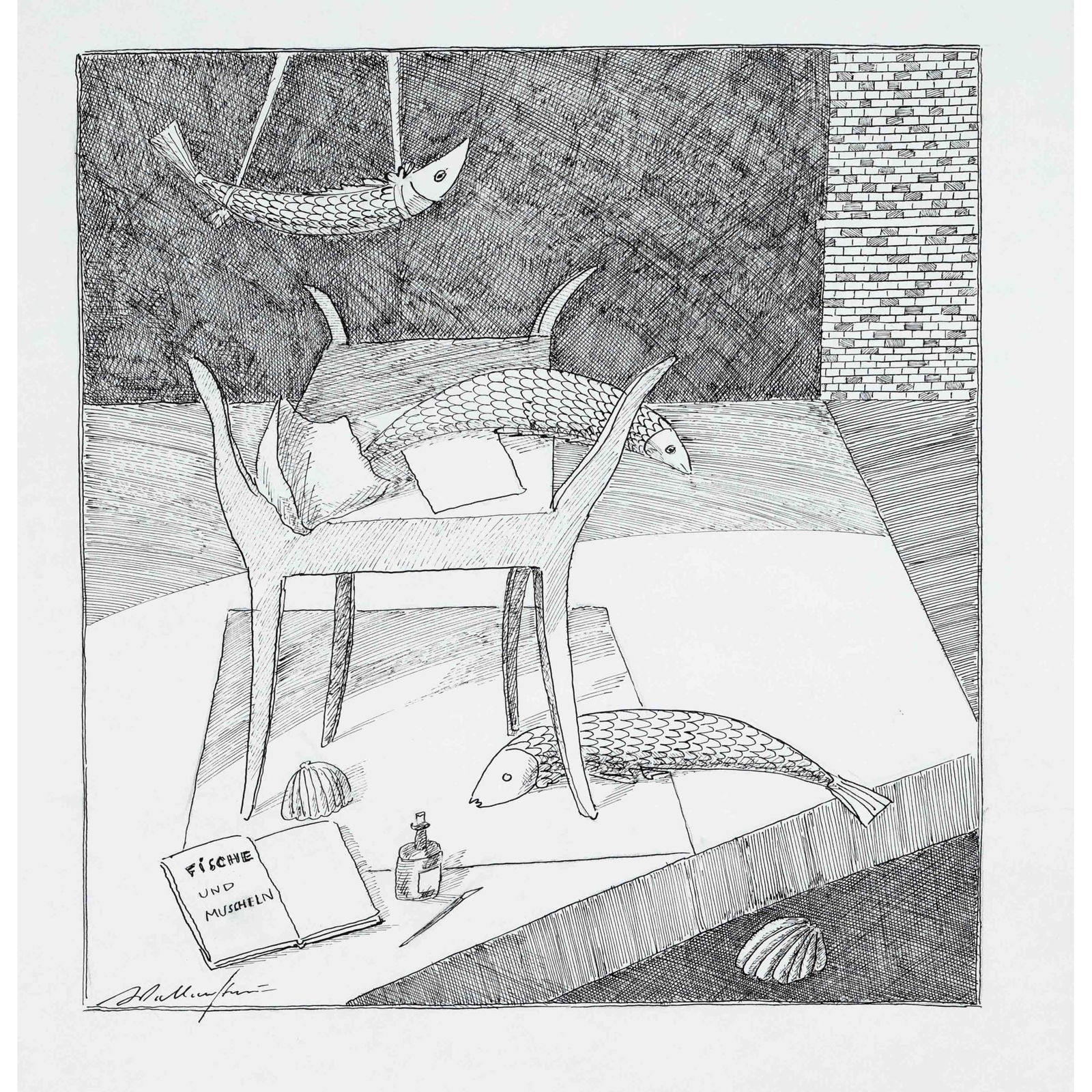 Walter Wellenstein (1898-1970),: Walter Wellenstein (1898-1970), German painter a. graphic artist, active in Berlin, mixed lot of 10 surreal pen and ink drawings on paper, each signed, inscribed and dated c. 1970, sheet size up to 59