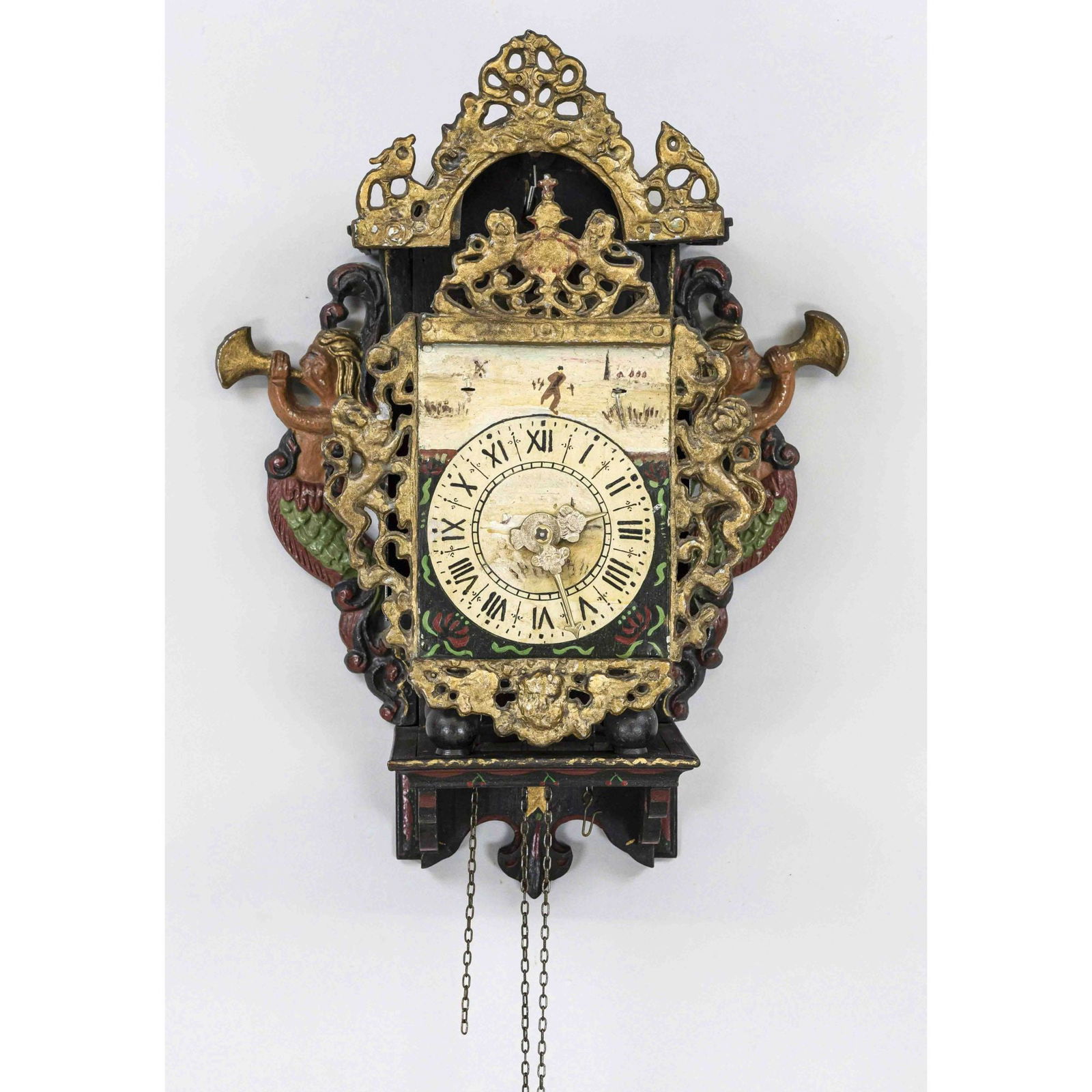 Chair clock, polychrome painted c (1 of 1)