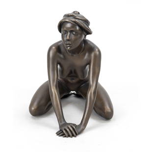 Arno Breker (1900-1991), kneeling: Arno Breker (1900-1991), kneeling girl, brown patinated bronze, signed and numbered 411/499 on the thigh, and foundry mark ''Venturi Arte'', with certificate, h. 19.5 cm