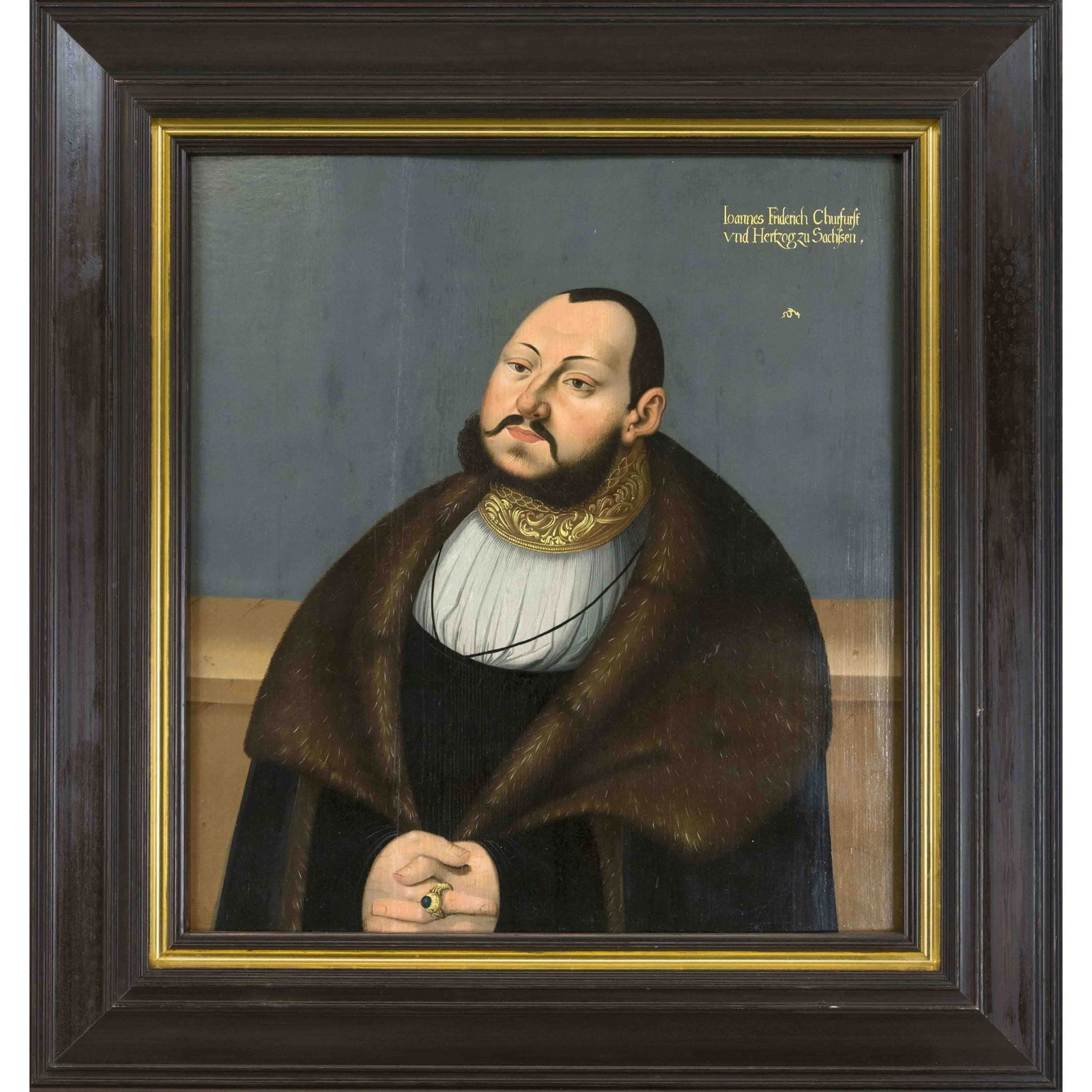 Lucas Cranach the Elder, proba: Lucas Cranach the Elder, probably 17th century successor, Portrait of John Frederick the Magnanimous, Elector and Duke of Saxony (1503-1554), the model for the painting is listed and illustrated in th