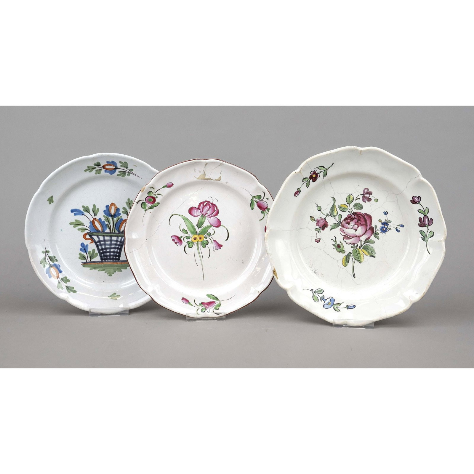 Three plates, France, 19th century, faie (1 of 1)