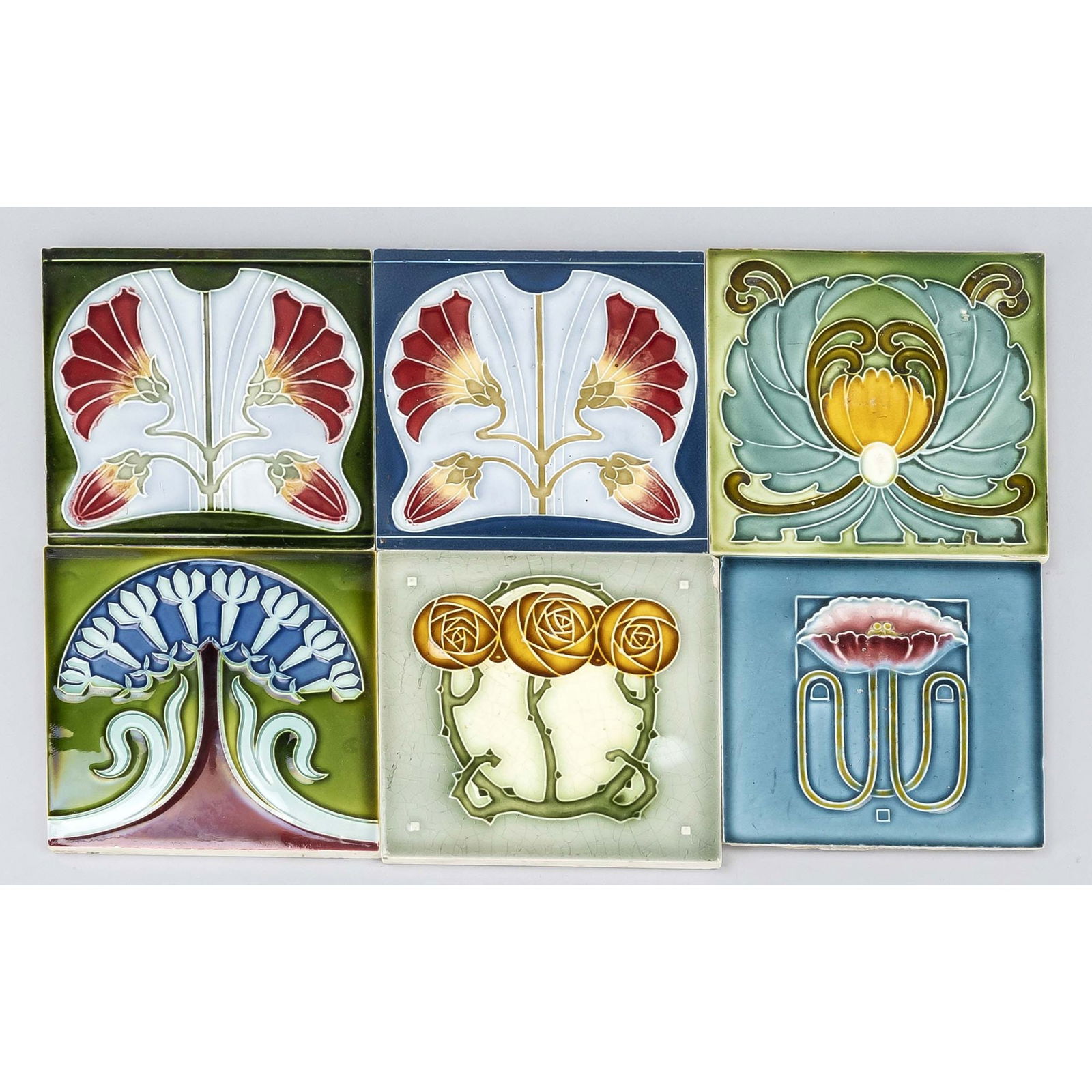 6 Art Nouveau tiles, early 20th centu (1 of 1)