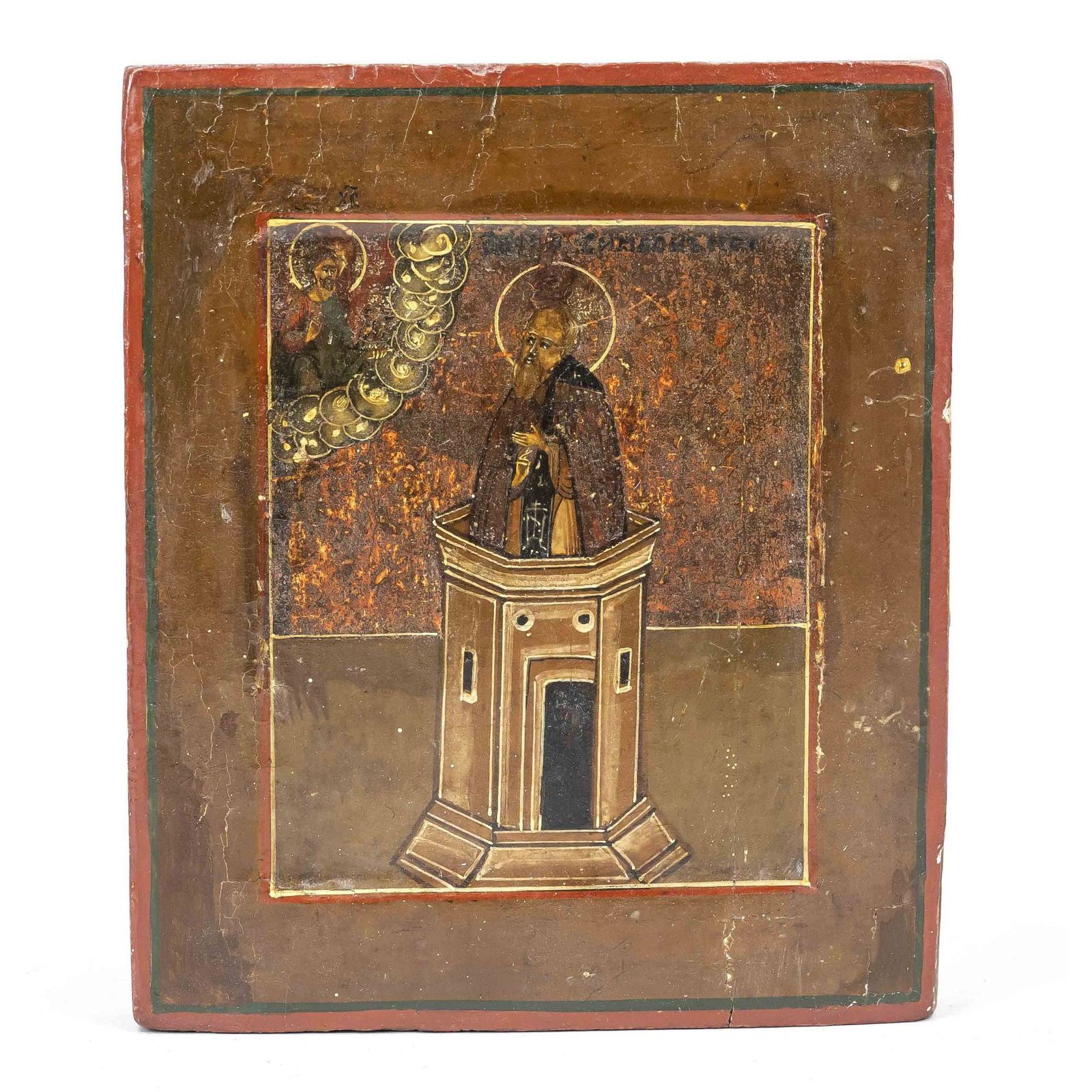 Small icon with a saint on a tower, (1 of 1)