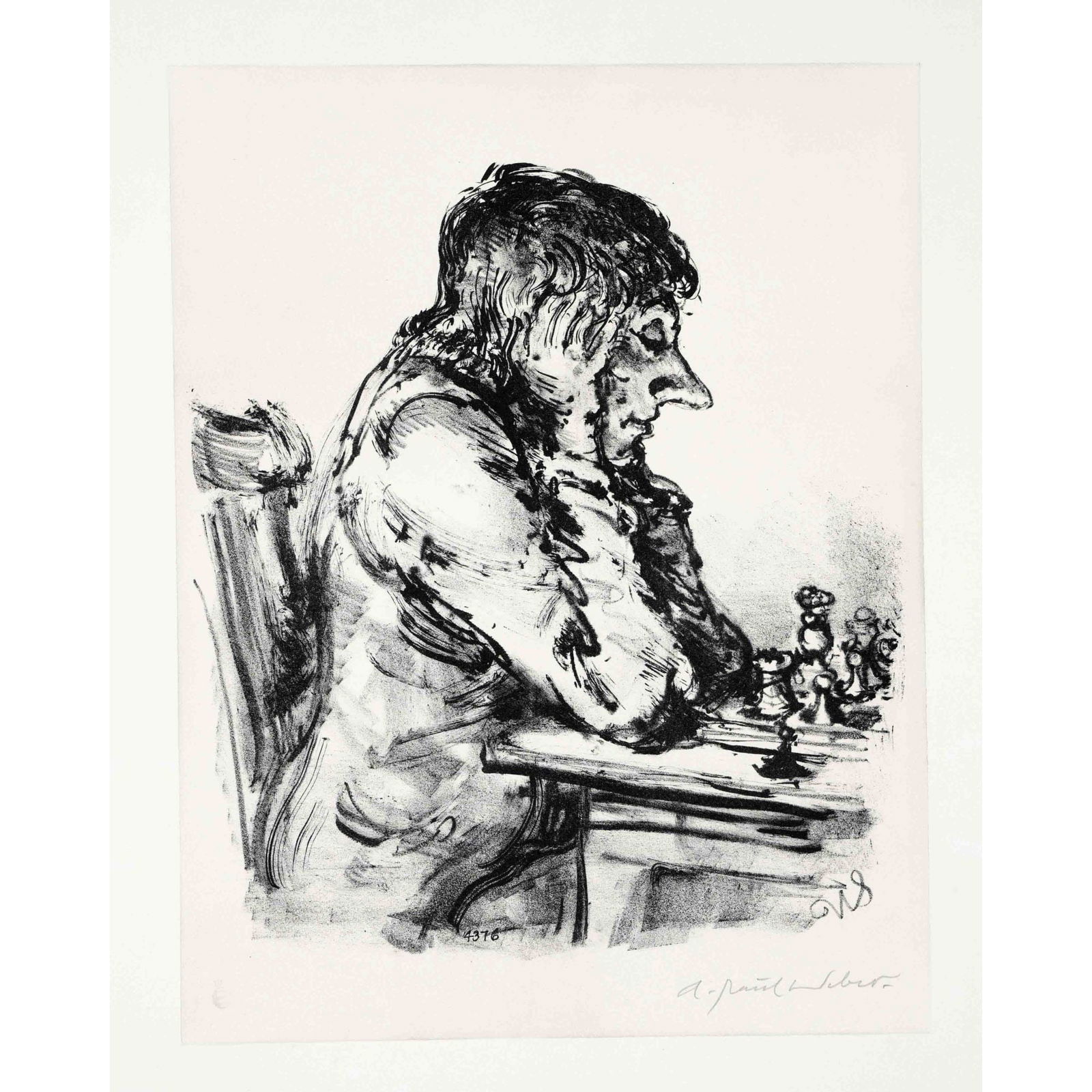 Andreas Paul Weber (1883-1980), bundle: Andreas Paul Weber (1883-1980), bundle of 3 lithographs: Schachspieler I. and II. and "Verschiedener Meinung", each signed by hand and with the red stamp of the clan press, sheet dimensions up to 65 x