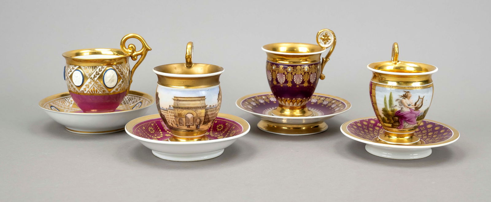 Four Prun Cups with Saucer, France/Bel (1 of 1)